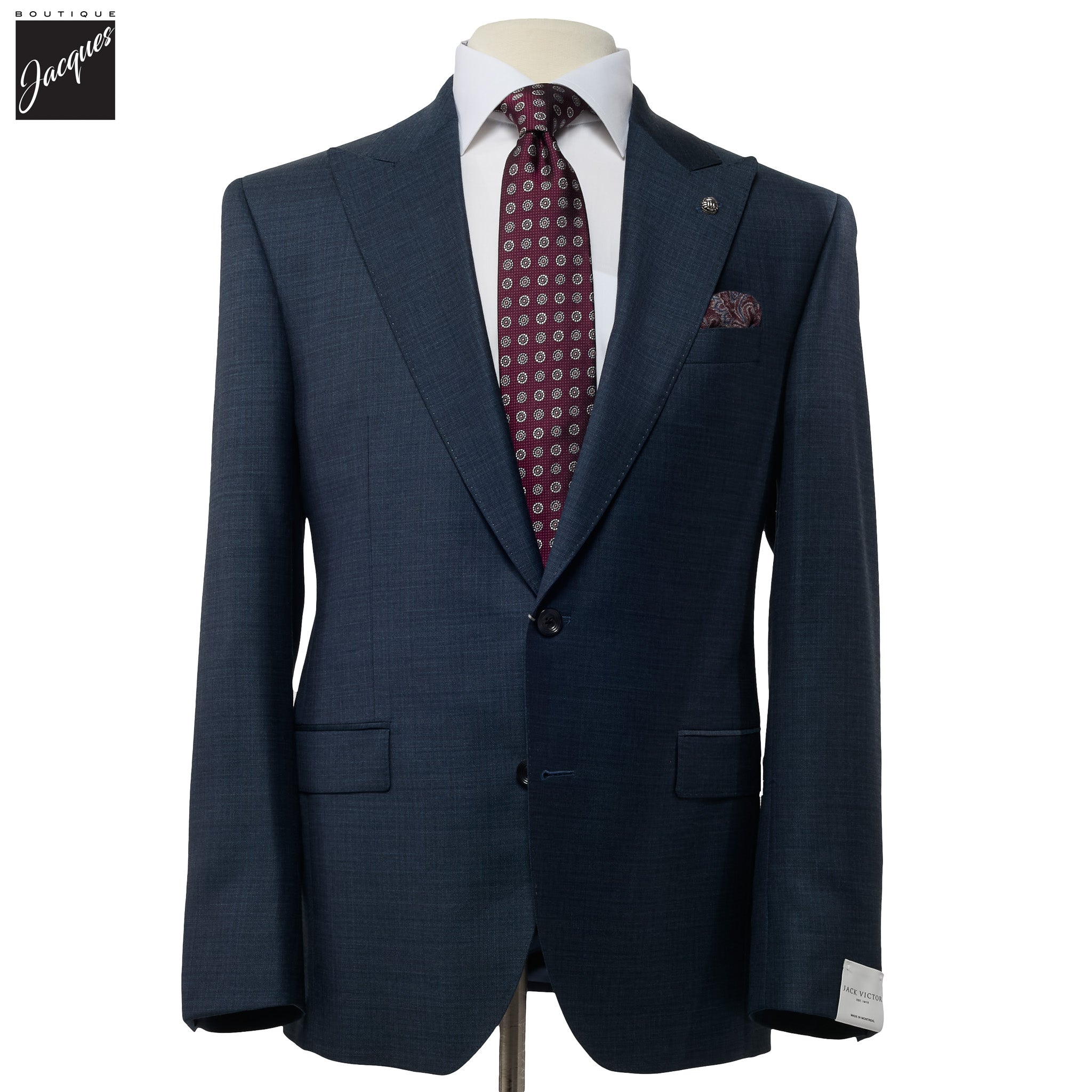 Blue Mélange Neat Super 130s Wool Engel Modern Fit Suit - Jack Victor
