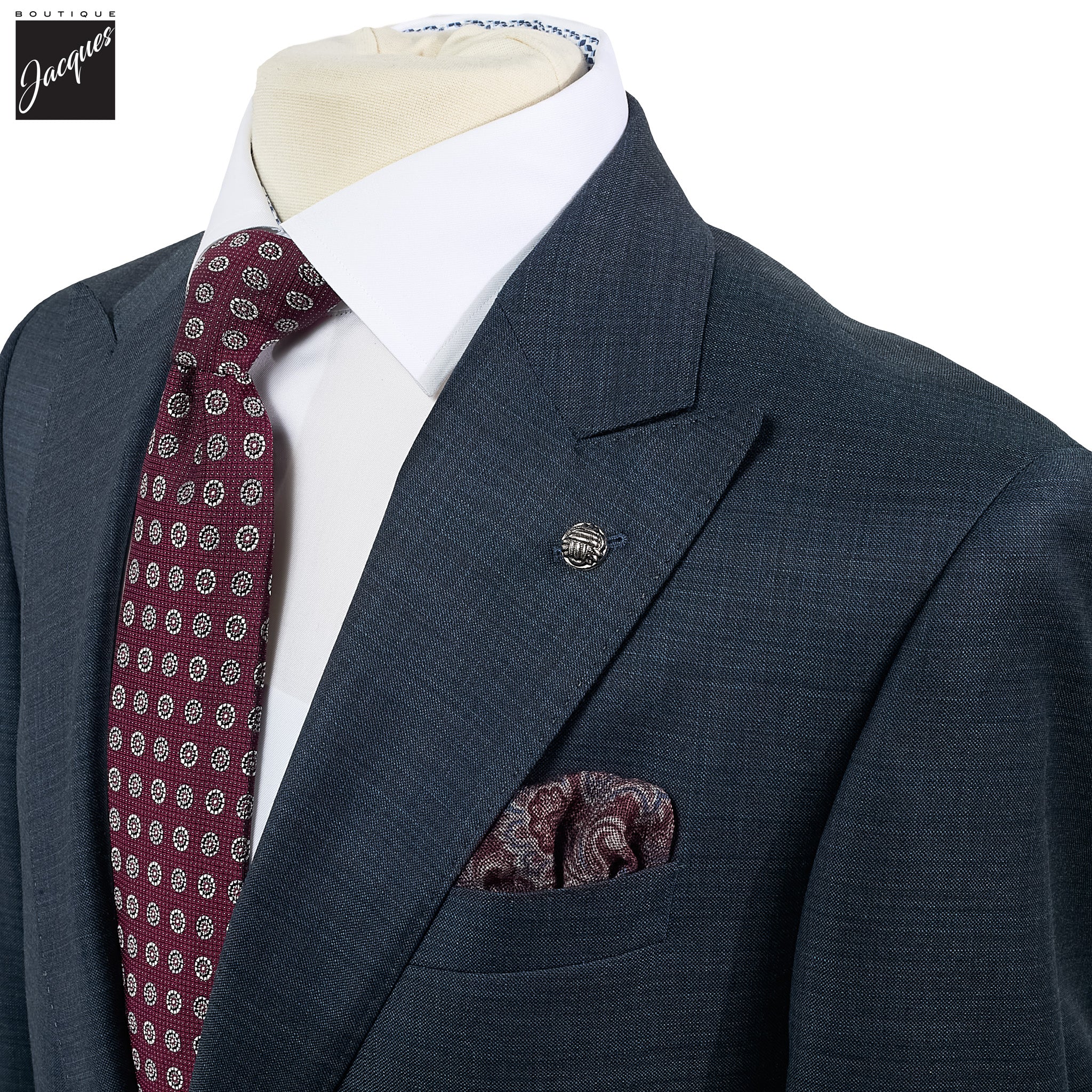 Blue Mélange Neat Super 130s Wool Engel Modern Fit Suit - Jack Victor