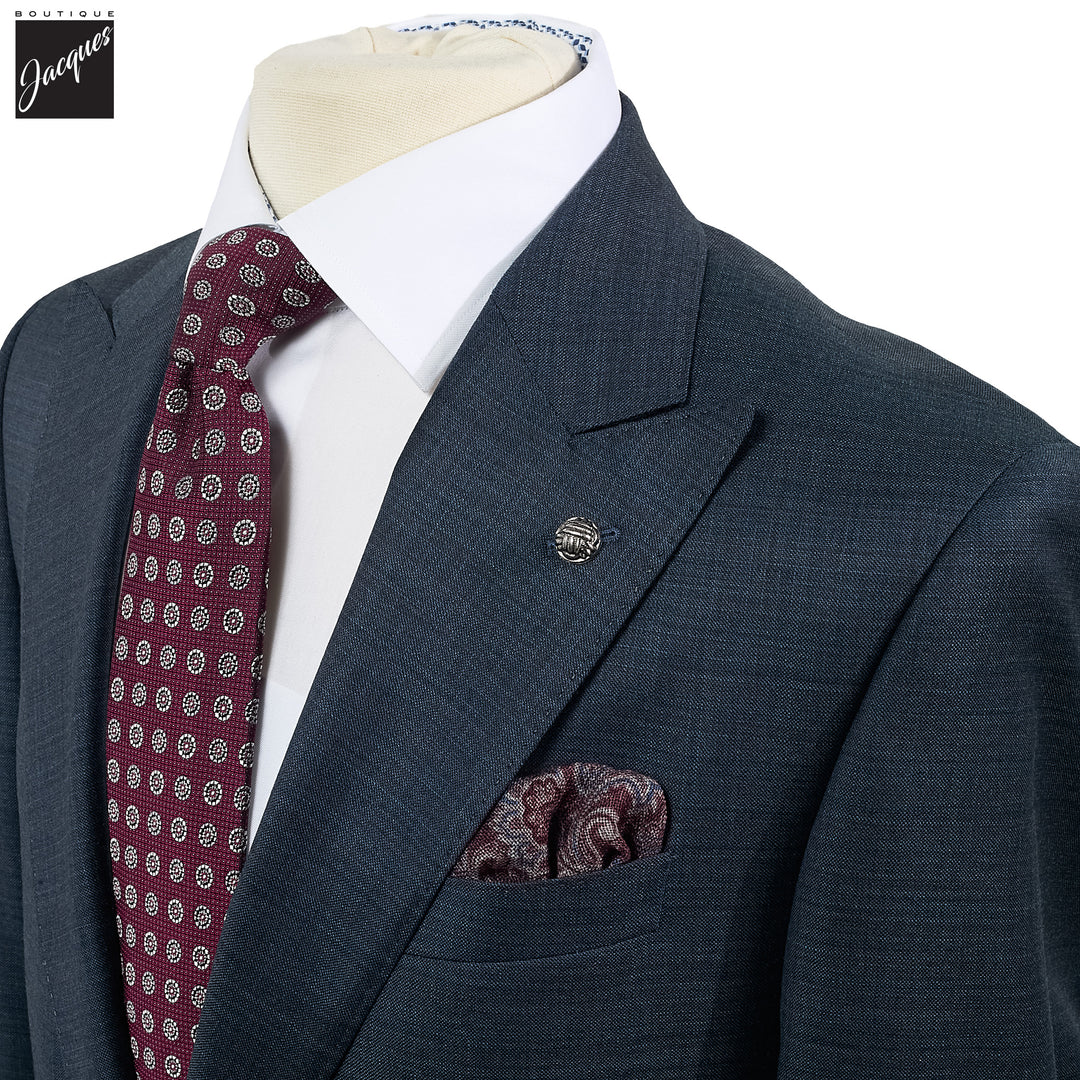 Blue Mélange Neat Super 130s Wool Engel Modern Fit Suit - Jack Victor