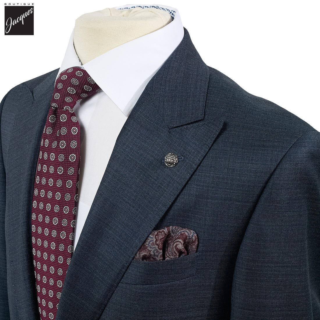 Blue Mélange Neat Super 130s Wool Engel Modern Fit Suit - Jack Victor