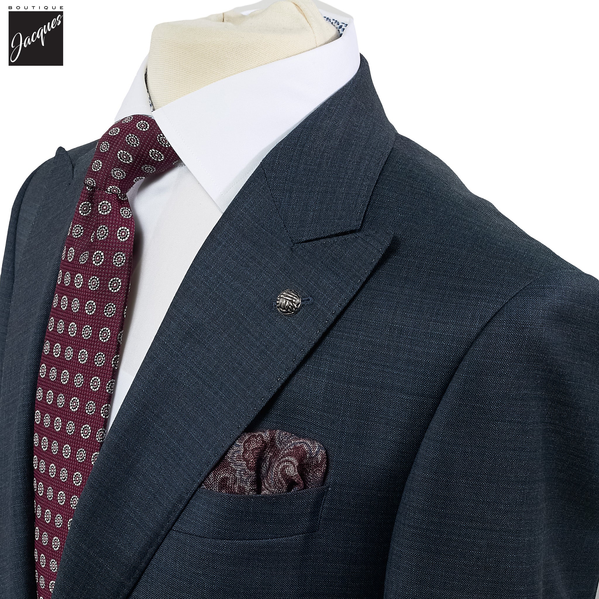 Blue Mélange Neat Super 130s Wool Engel Modern Fit Suit - Jack Victor