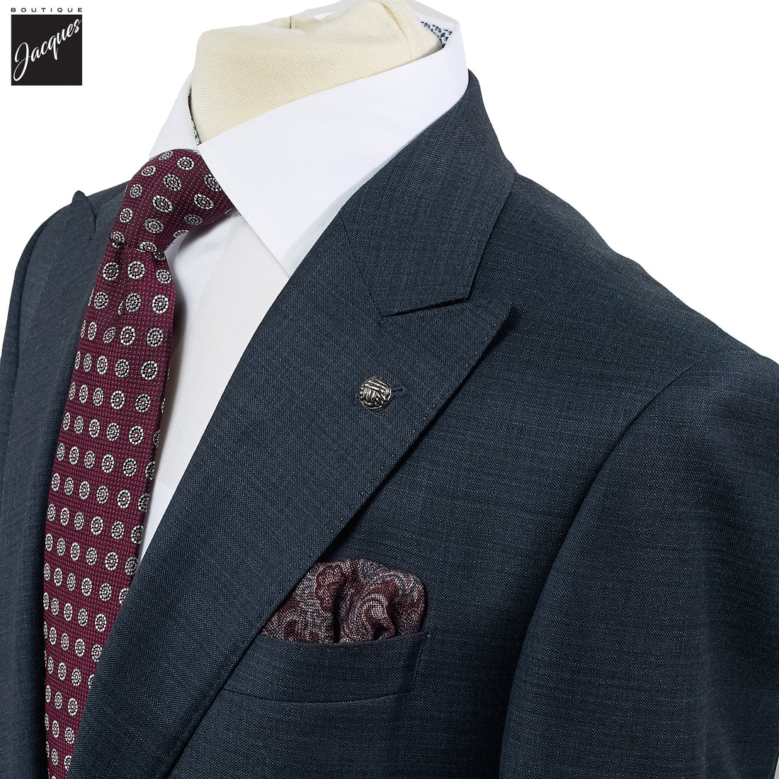 Blue Mélange Neat Super 130s Wool Engel Modern Fit Suit - Jack Victor