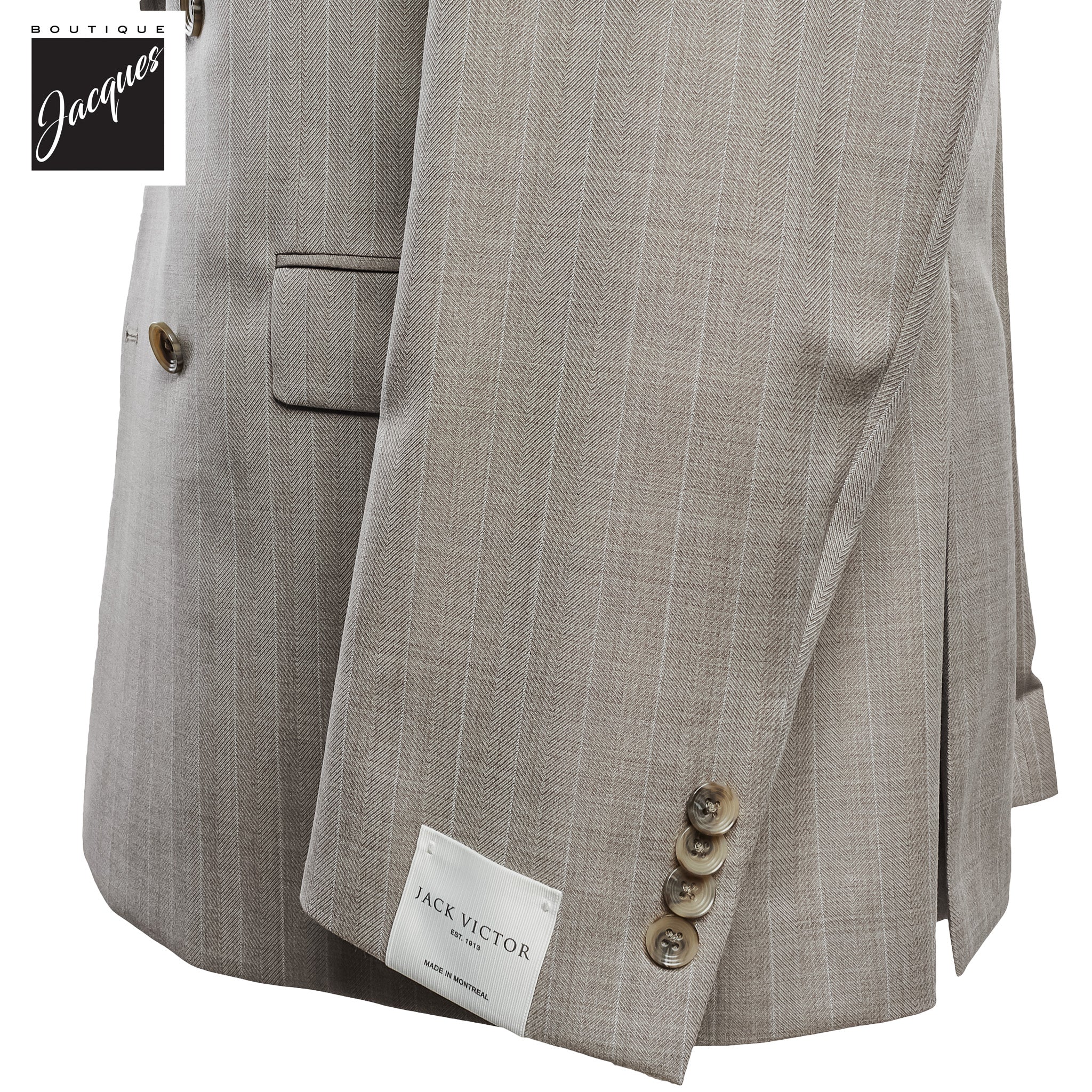 Sand Striped Double Breasted Ernest Modern Fit Wool Suit - Jack Victor