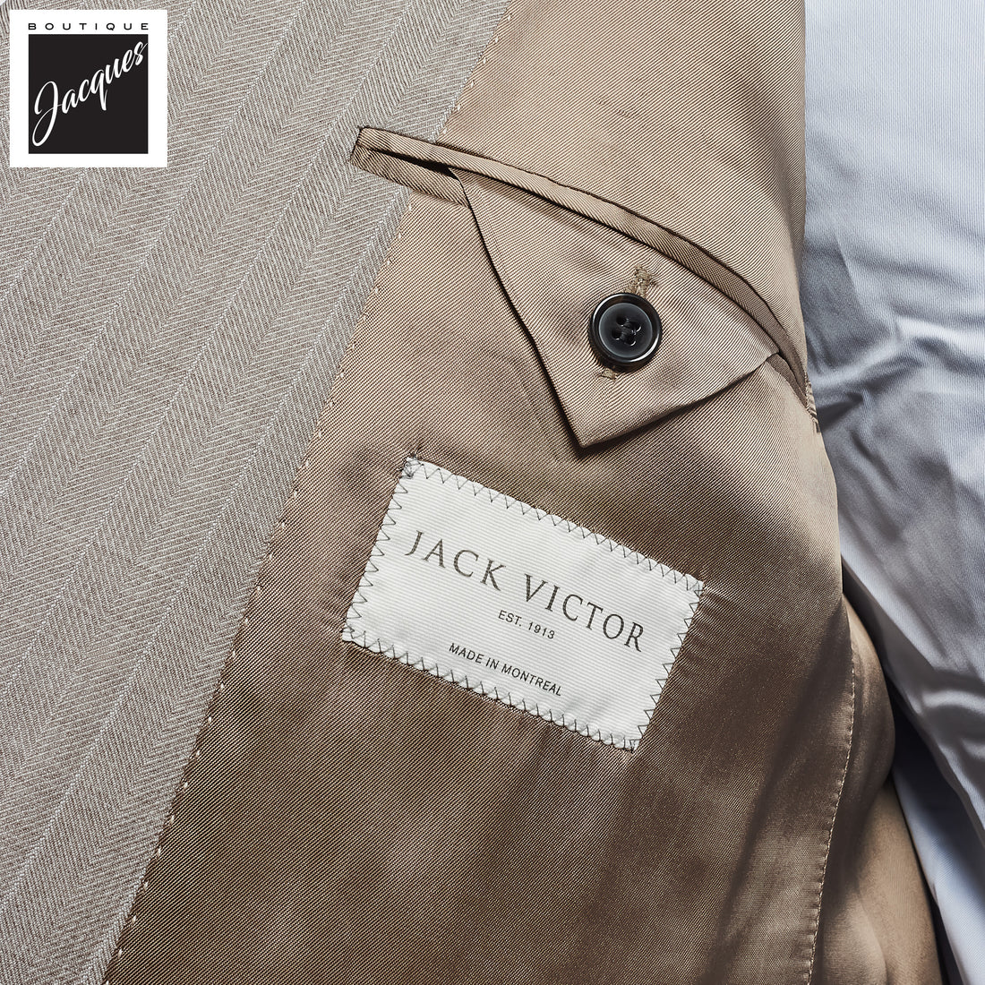 Sand Striped Double Breasted Ernest Modern Fit Wool Suit - Jack Victor