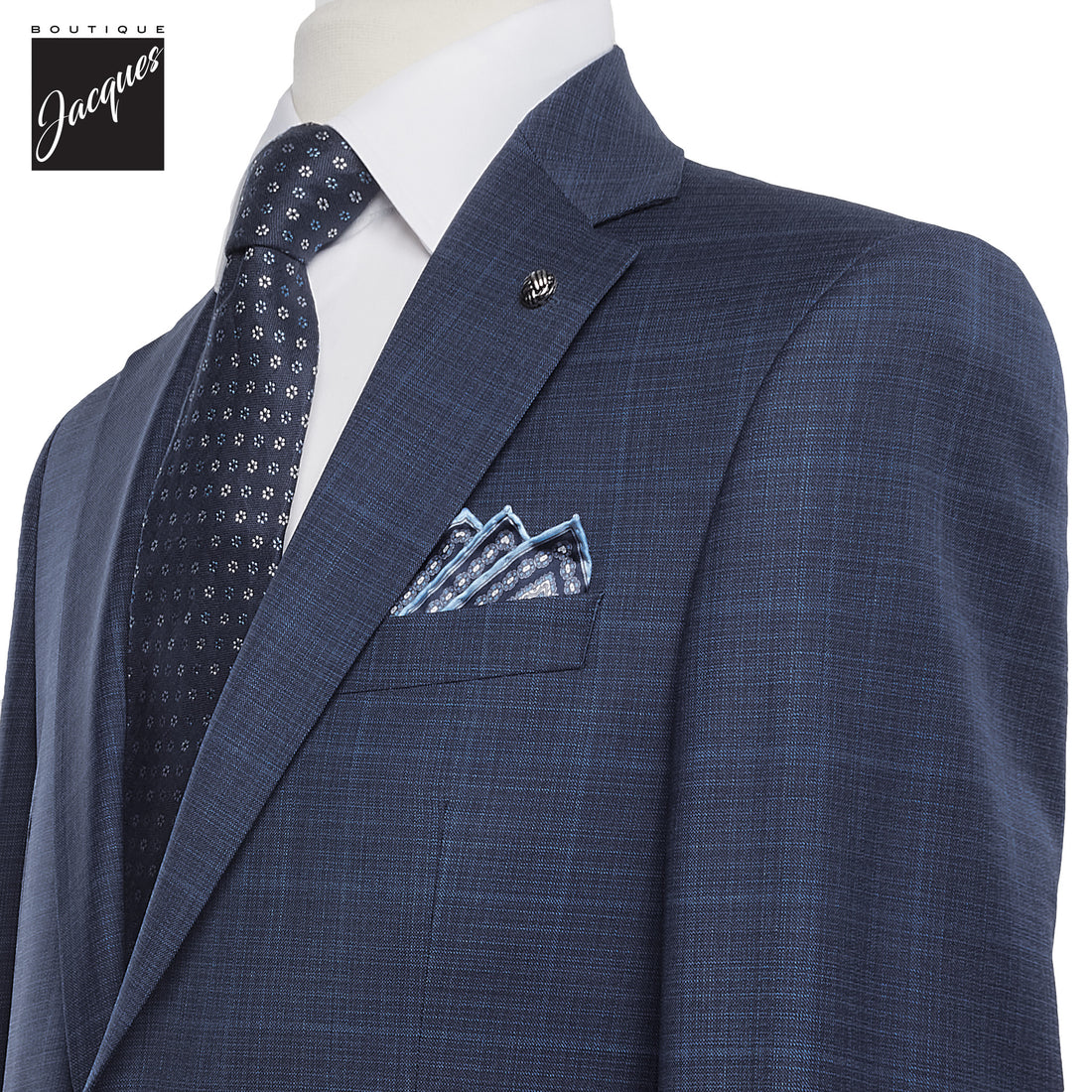 Blue Tonal Check Esprit Modern Fit Super 120s Wool Suit - Jack Victor