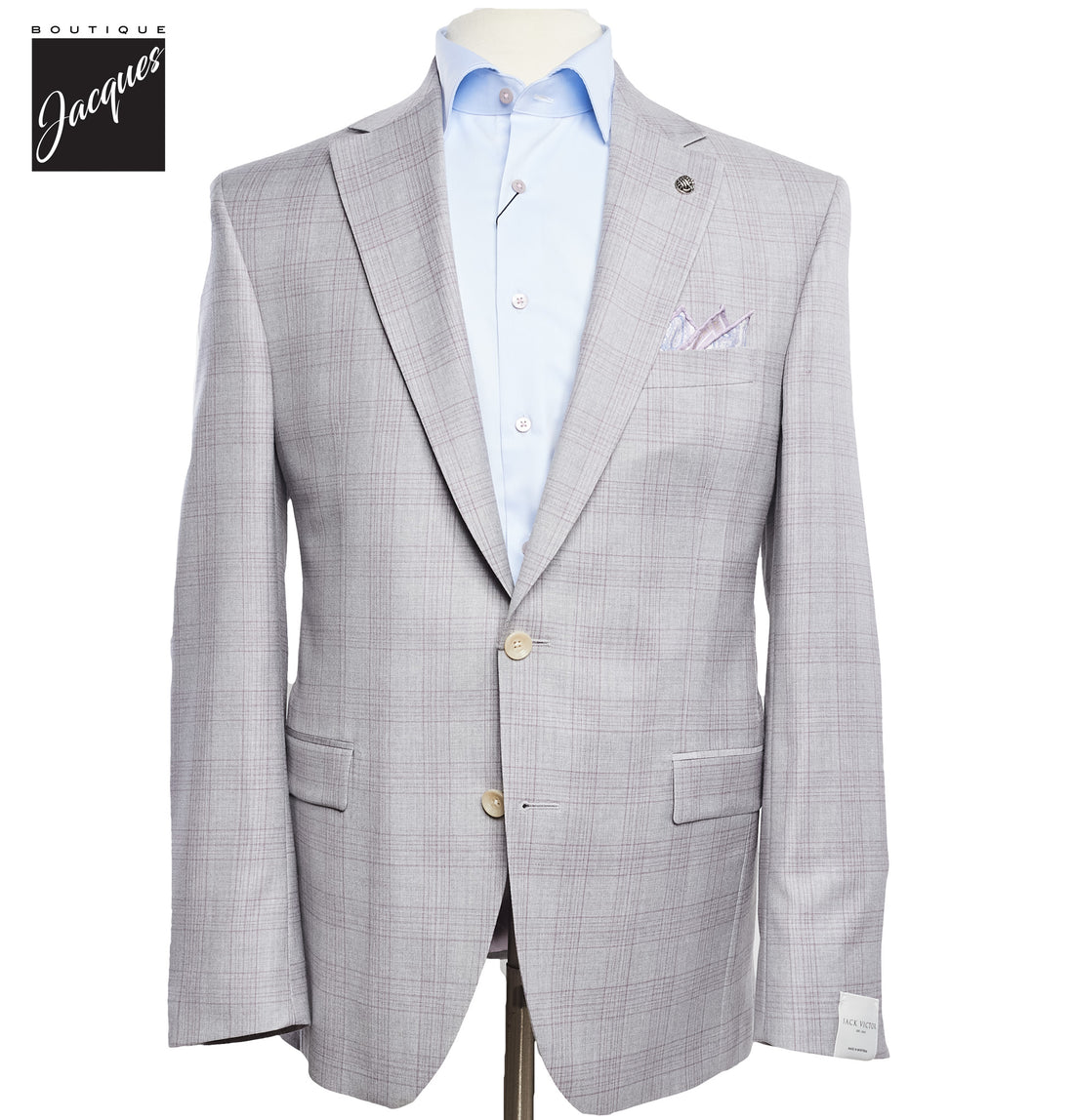 Light Gray with Lavender Check Esprit Modern Fit Wool Suit - Jack Victor