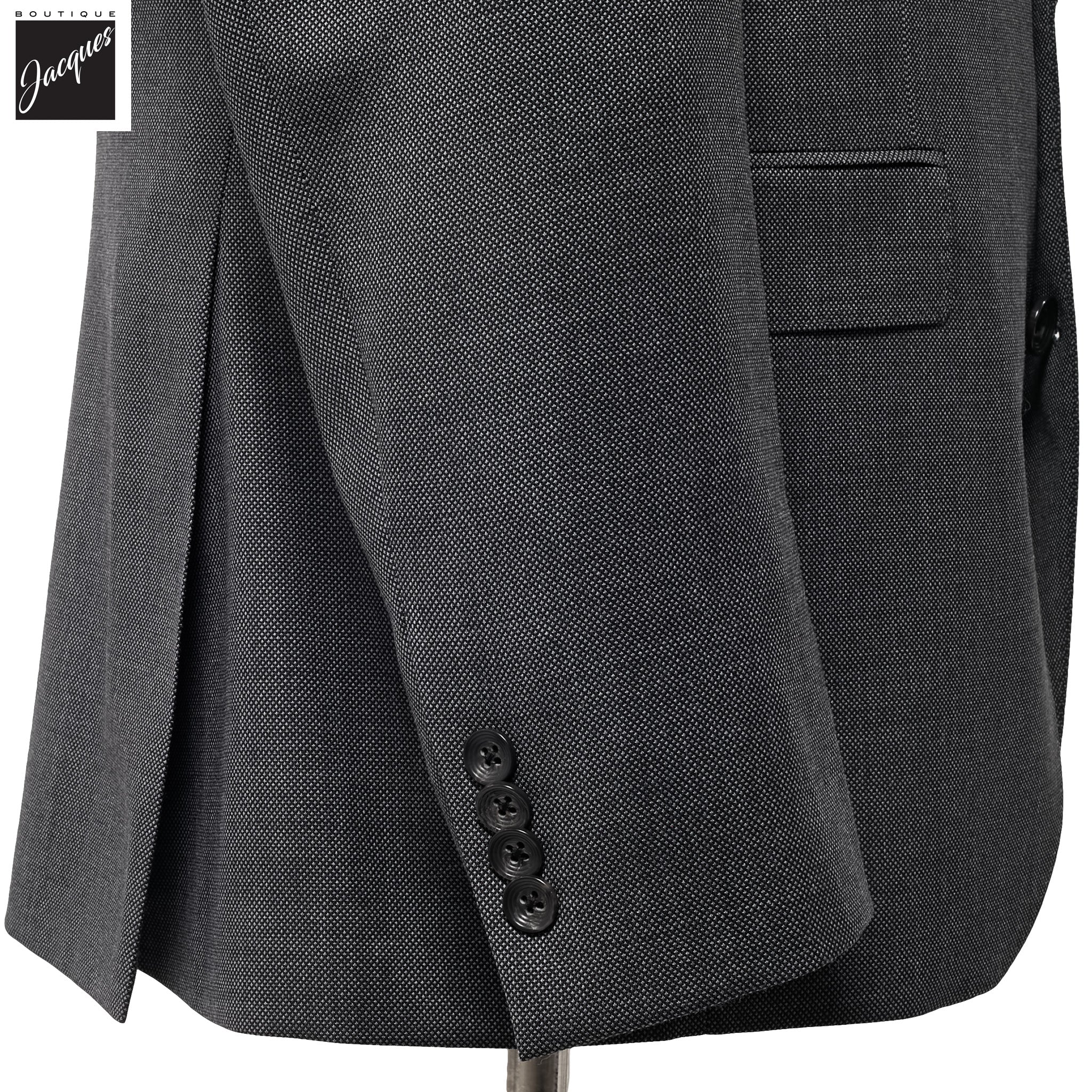 Mid Gray Semi-Solid Nailhead Esprit Modern Fit Wool Suit - Jack Victor