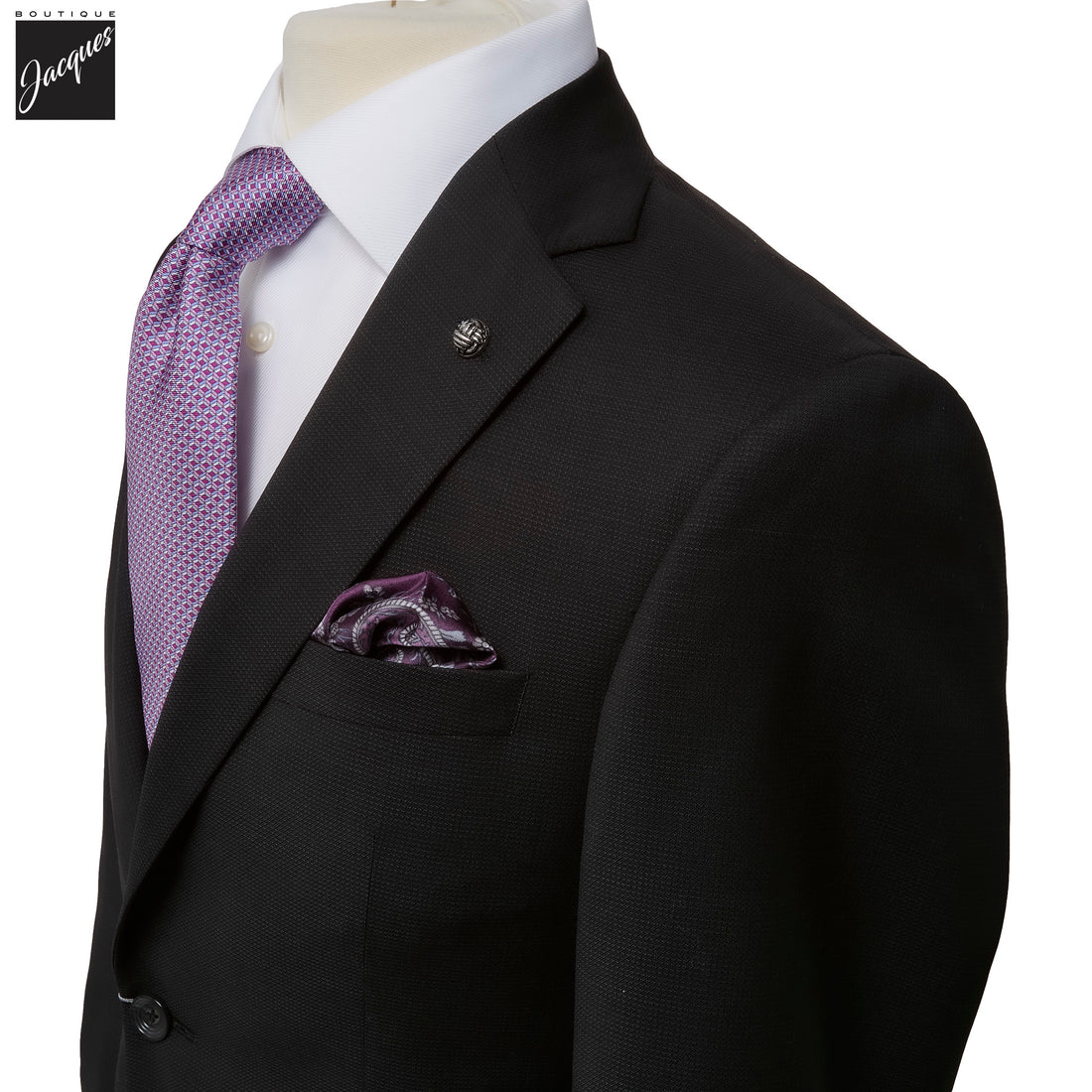 Black Semi-Solid Esprit Modern Fit Super 110s Wool Suit - Jack Victor - Boutique Jacques International