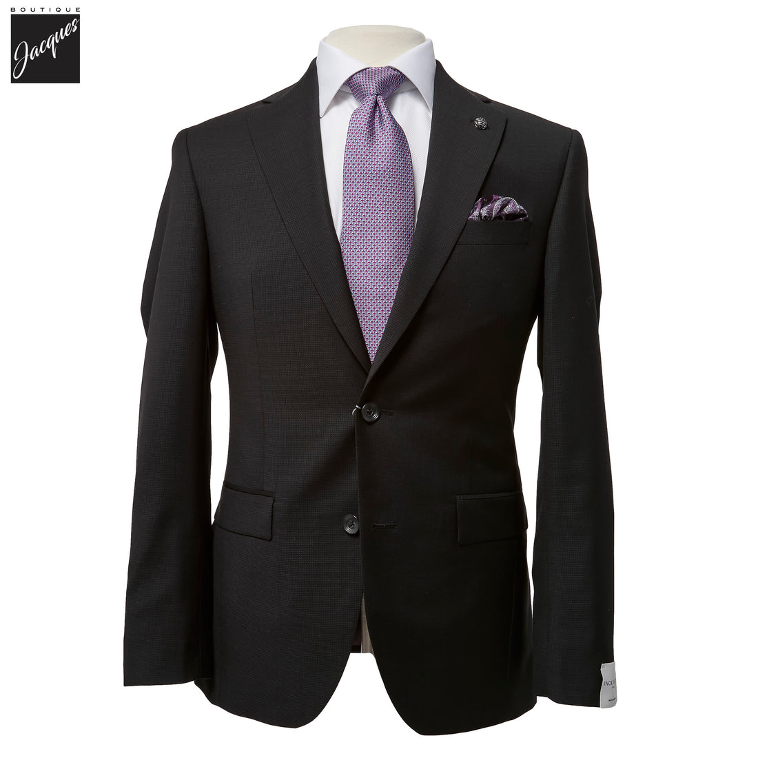 Black Semi-Solid Esprit Modern Fit Super 110s Wool Suit - Jack Victor - Boutique Jacques International