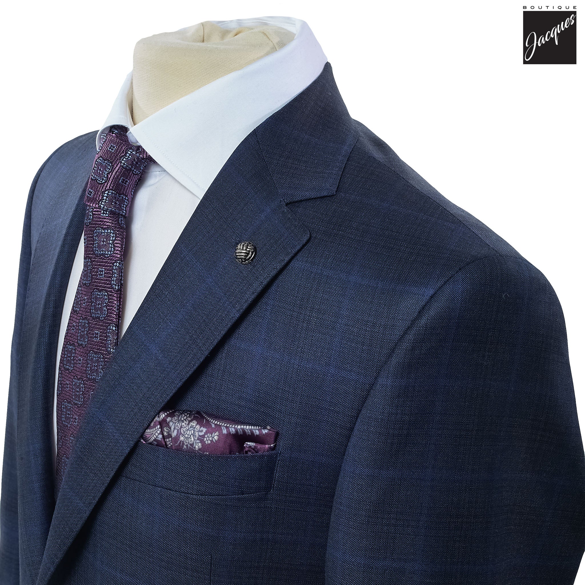 Blue Check Esprit Modern Fit Esprit Wool Suit - Jack Victor