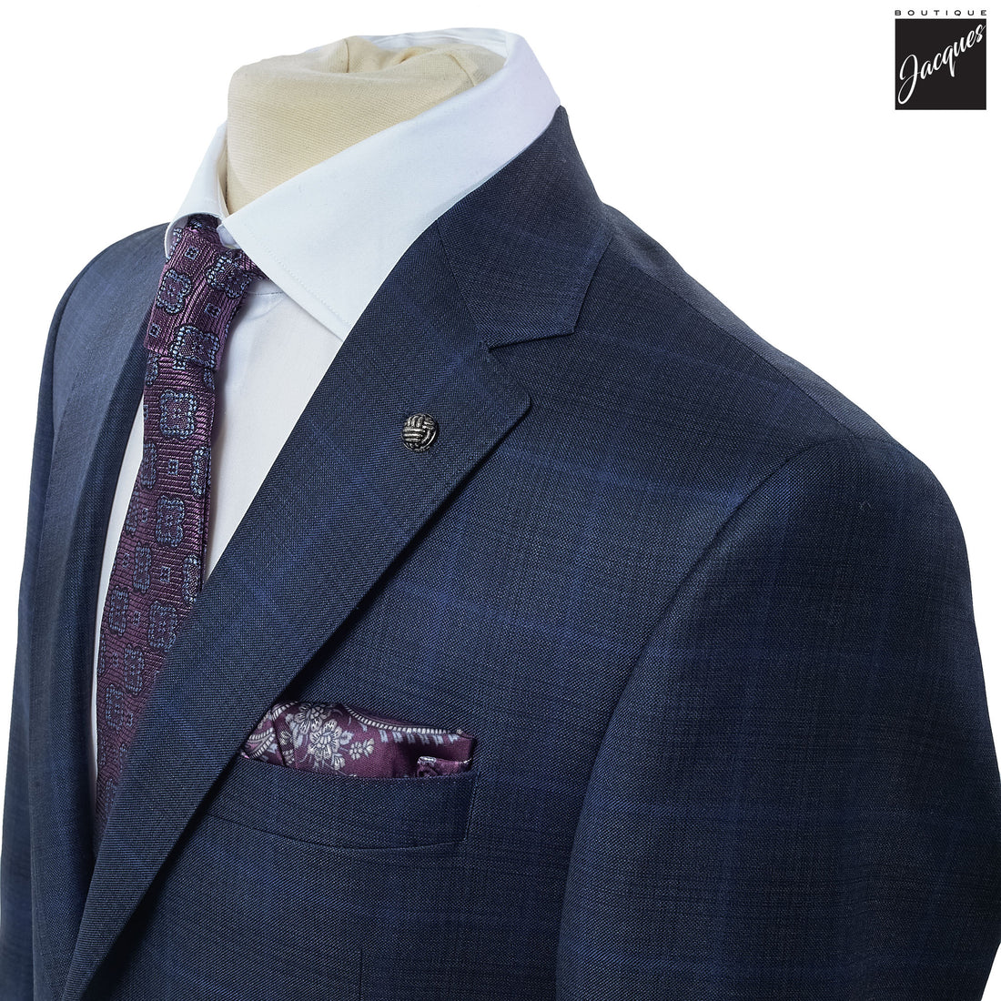 Blue Check Esprit Modern Fit Esprit Wool Suit - Jack Victor