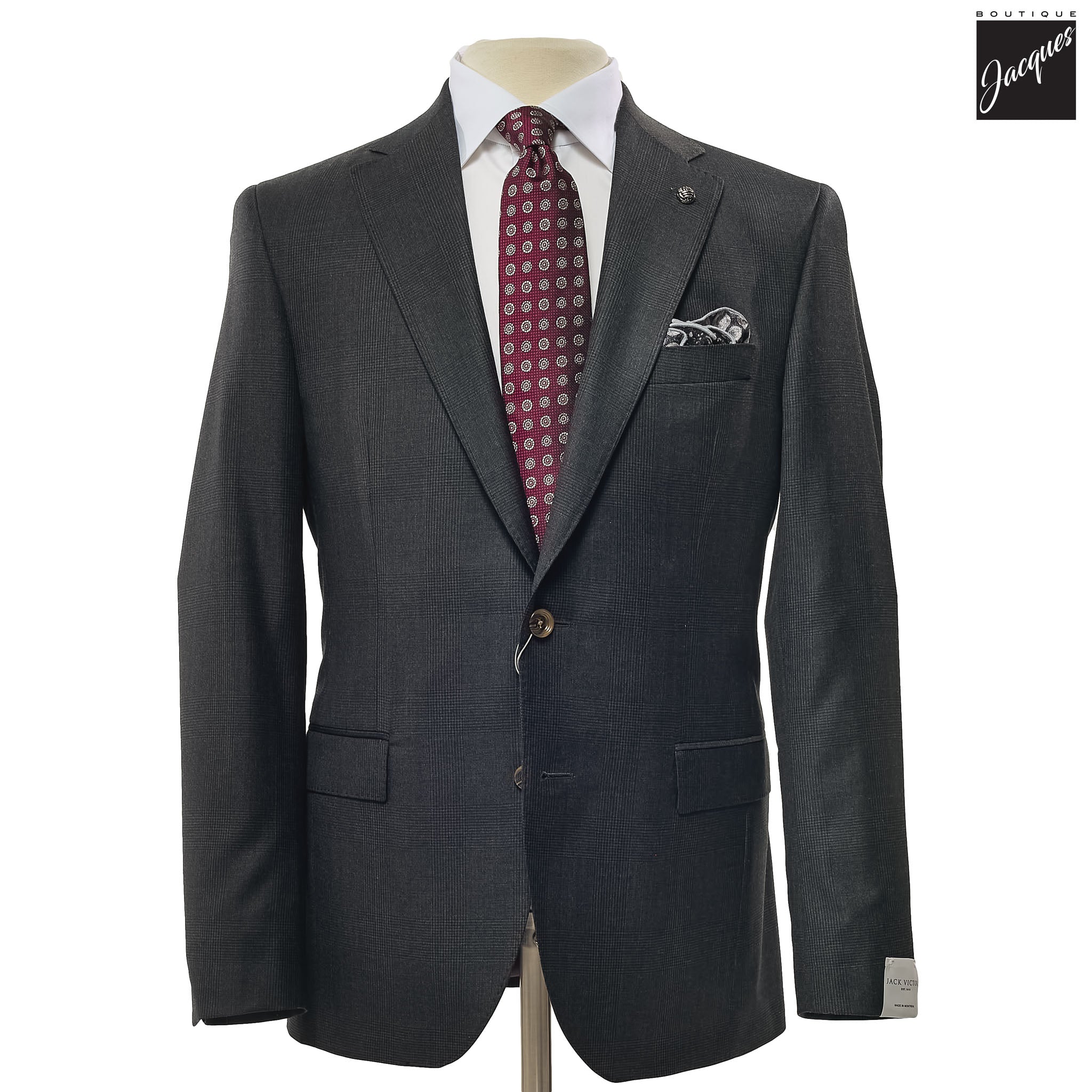 Charcoal Check Esprit Modern Fit Esprit Wool Suit - Jack Victor