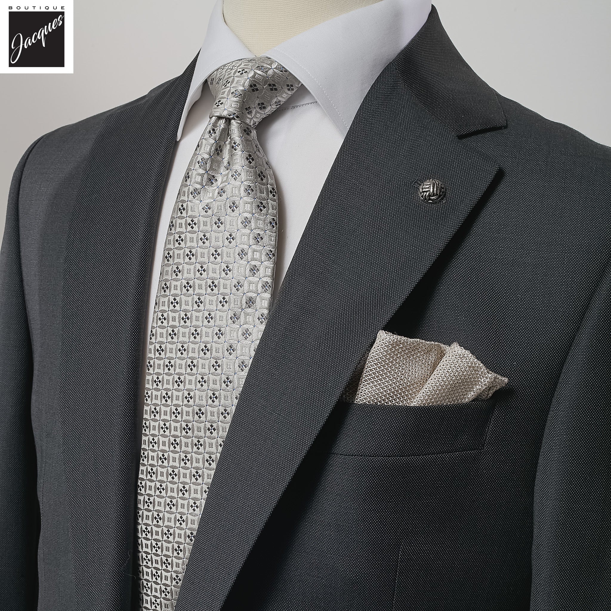 Charcoal Gray Solid Wool Esprit Modern Fit Suit - Jack Victor
