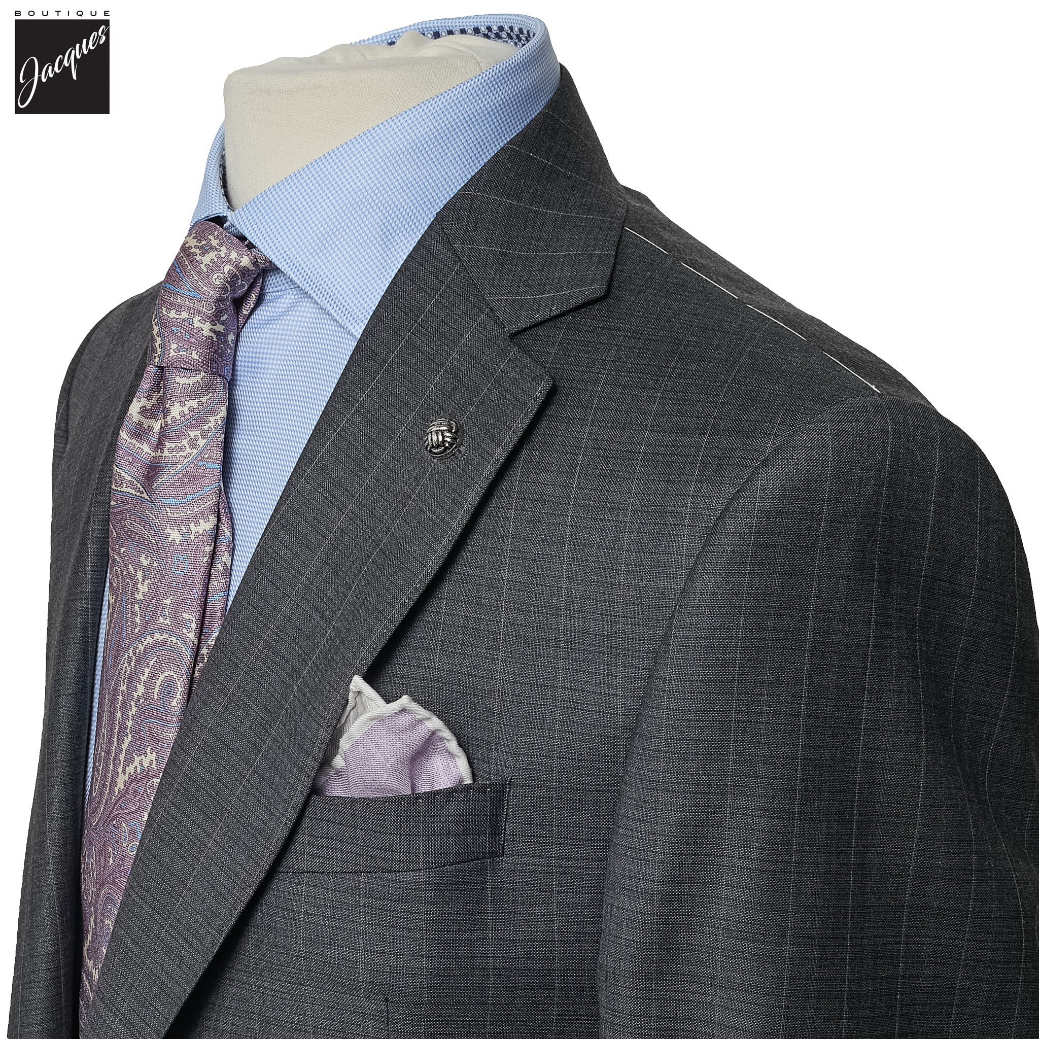 Charcoal Gray Stripe Super 150's Wool Essence Modern Fit Suit - Jack Victor 1913