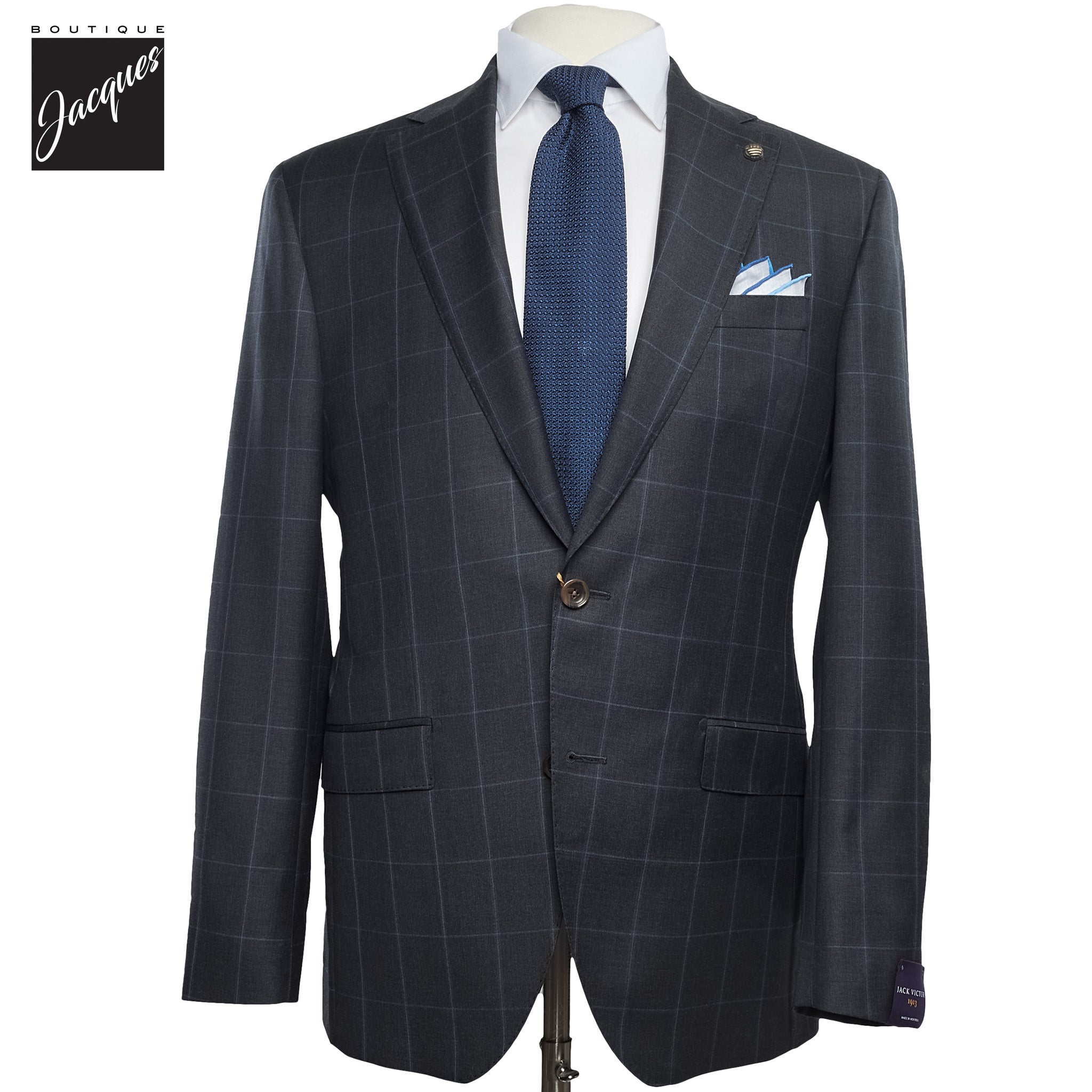 Charcoal Windowpane Check Essence Modern Fit - Jack Victor 1913 - Boutique Jacques International