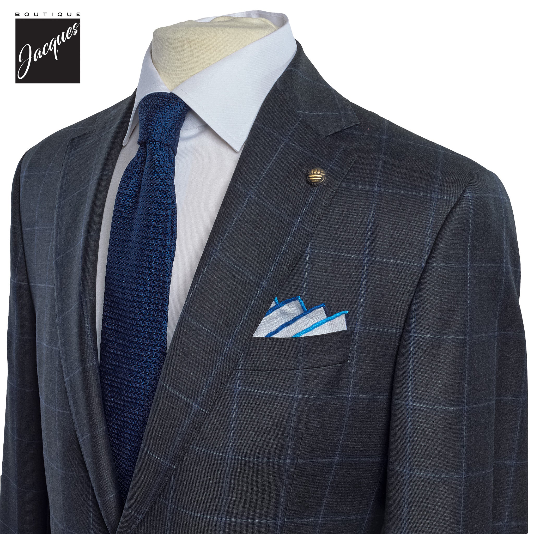 Charcoal Windowpane Check Essence Modern Fit - Jack Victor 1913 - Boutique Jacques International