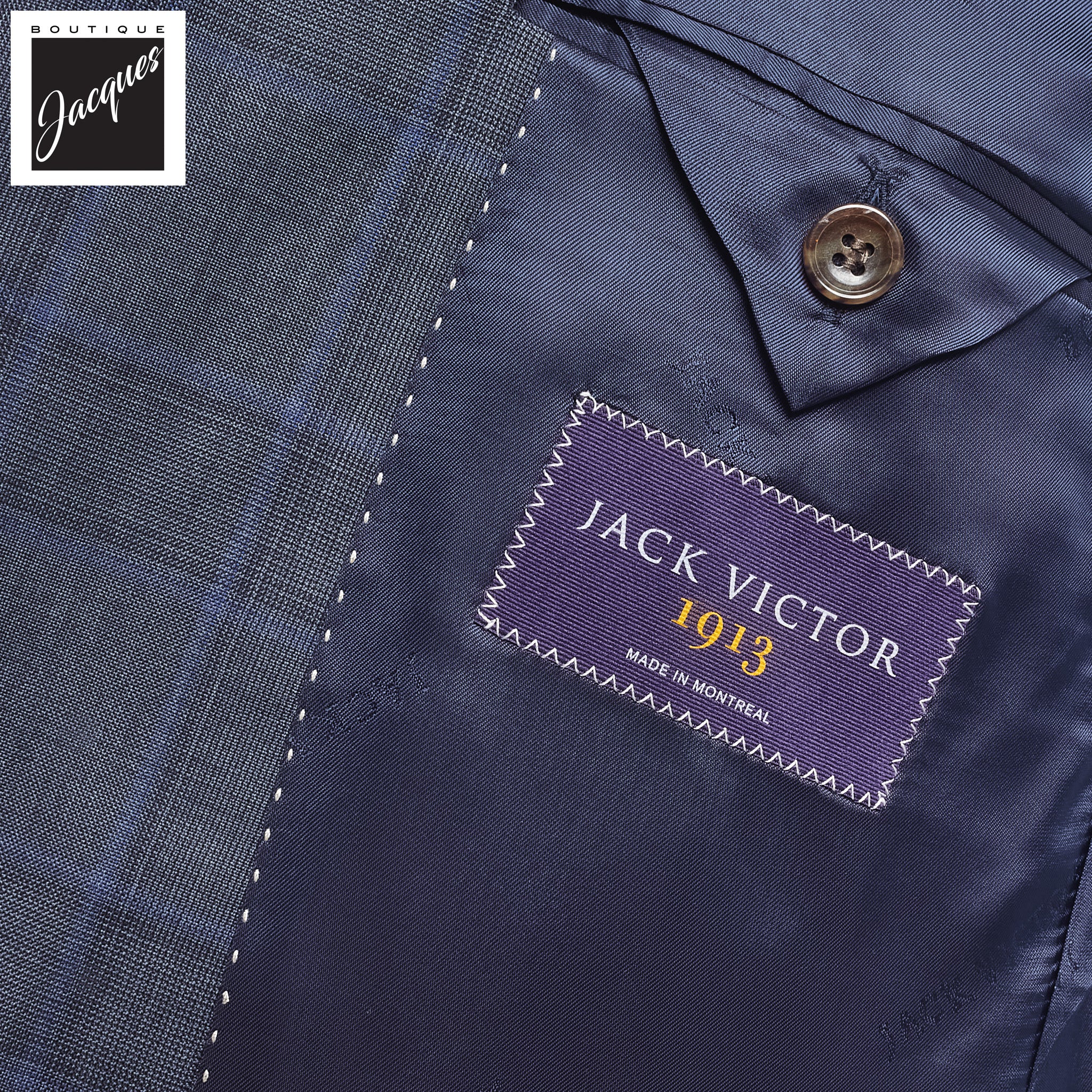 Gray with Blue Check Essence Modern Fit Loro Piana Wool Suit - Jack Victor 1913 - Boutique Jacques International