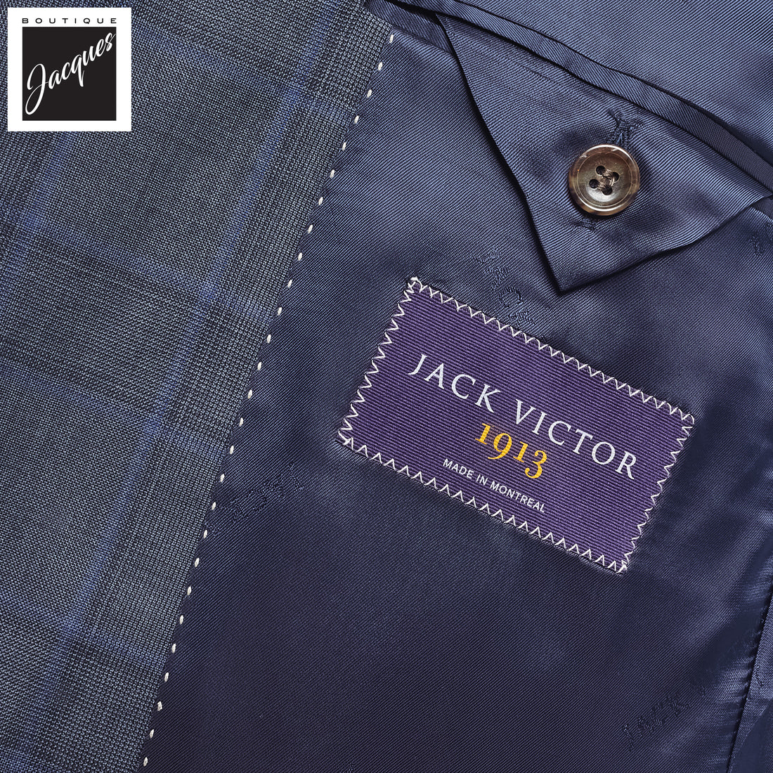 Gray with Blue Check Essence Modern Fit Loro Piana Wool Suit - Jack Victor 1913 - Boutique Jacques International