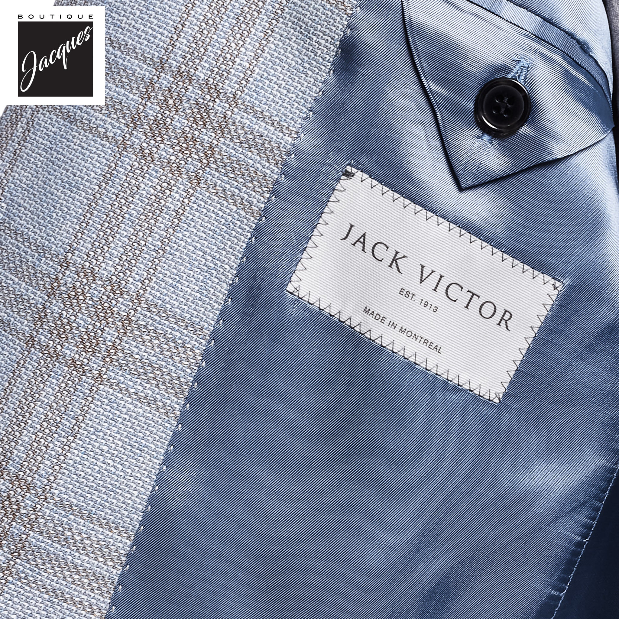 Ice Blue Glen Check Wool-Linen Knit Hampton Contemporary Fit Sport Jacket - Jack Victor