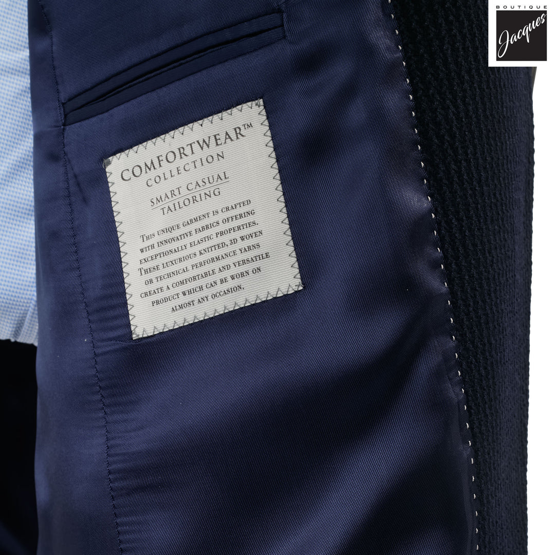 Navy Textured Wool Stretch Hampton Contemporary Fit Sport Jacket - Jack Victor