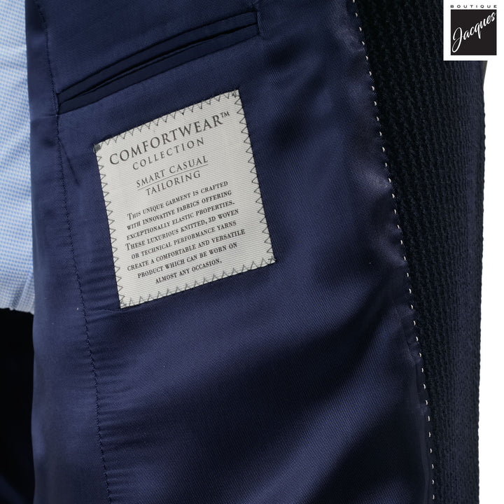 Navy Textured Wool Stretch Hampton Contemporary Fit Sport Jacket - Jack Victor