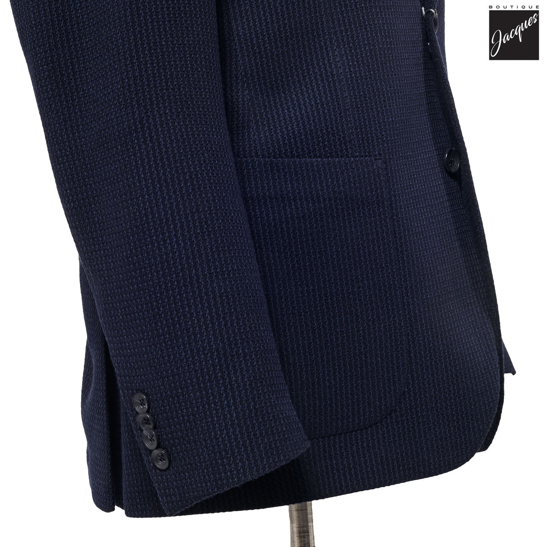 Navy Textured Wool Stretch Hampton Contemporary Fit Sport Jacket - Jack Victor