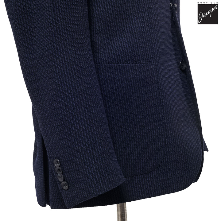 Navy Textured Wool Stretch Hampton Contemporary Fit Sport Jacket - Jack Victor