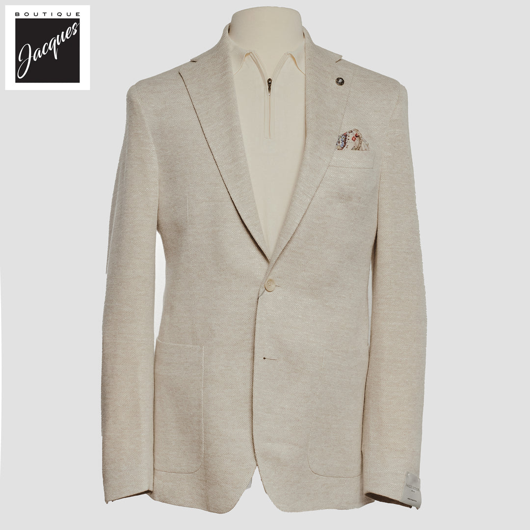 Ivory Linen-Knit Hampton Contemporary Fit Sport Jacket - Jack Victor