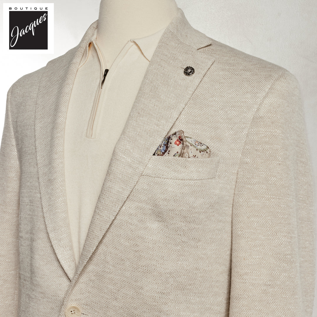 Ivory Linen-Knit Hampton Contemporary Fit Sport Jacket - Jack Victor
