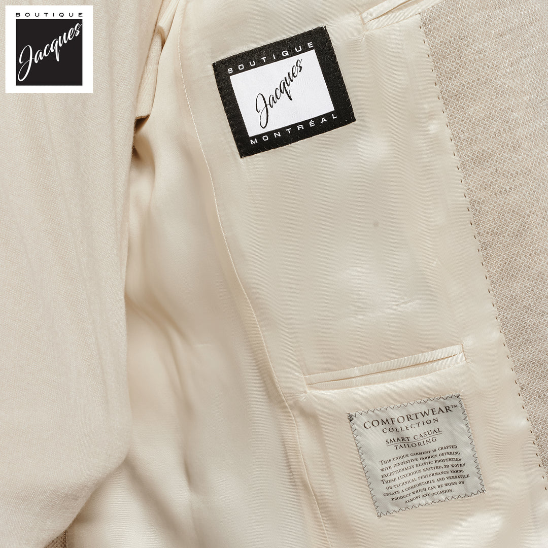 Ivory Linen-Knit Hampton Contemporary Fit Sport Jacket - Jack Victor