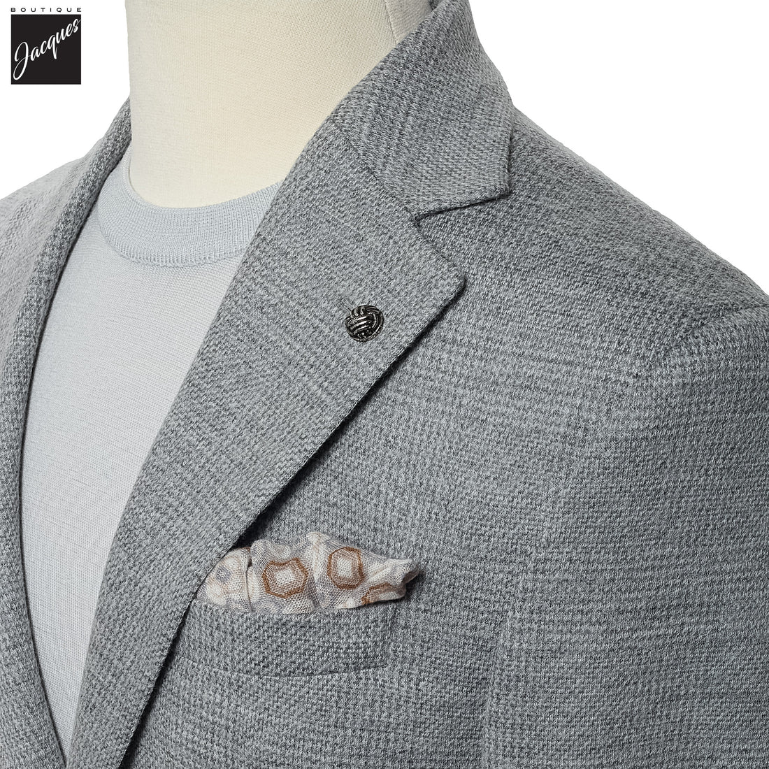Gray Wool Check Stretch Hampton Contemporary Fit Sport Jacket - Jack Victor