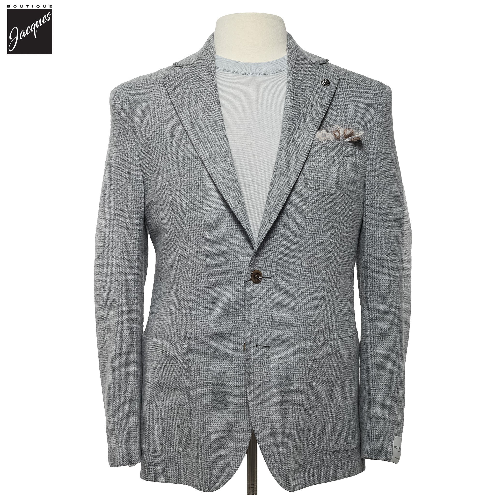 Gray Wool Check Stretch Hampton Contemporary Fit Sport Jacket - Jack Victor