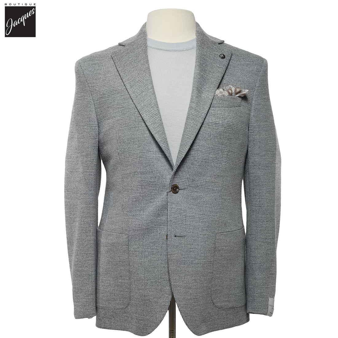 Gray Wool Check Stretch Hampton Contemporary Fit Sport Jacket - Jack Victor