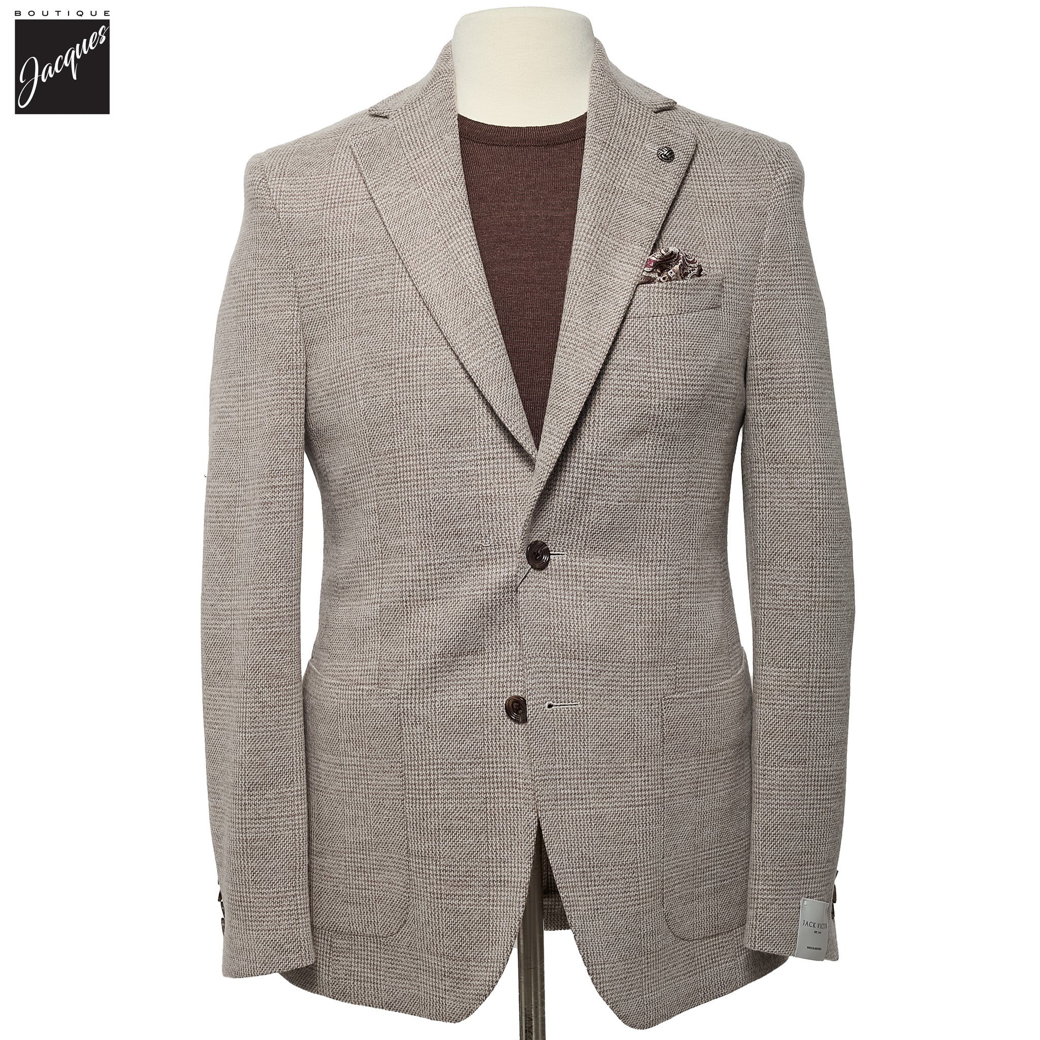 Brown Wool-Knit Hampton Contemporary Fit Sport Jacket - Jack Victor