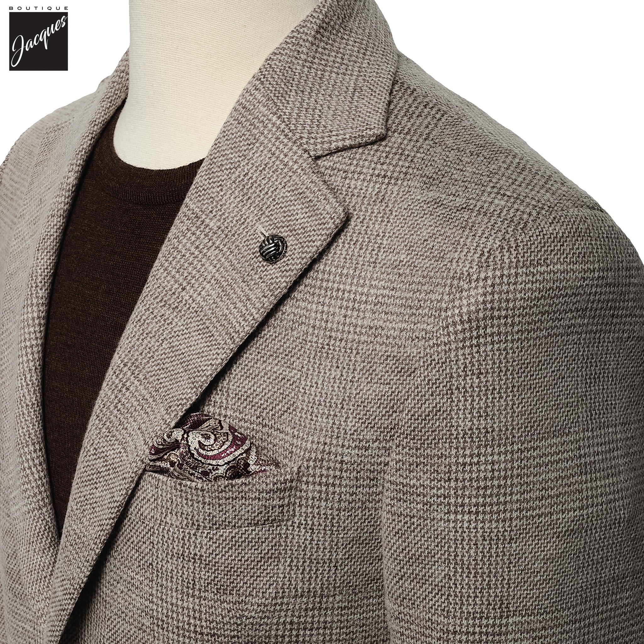 Brown Wool-Knit Hampton Contemporary Fit Sport Jacket - Jack Victor