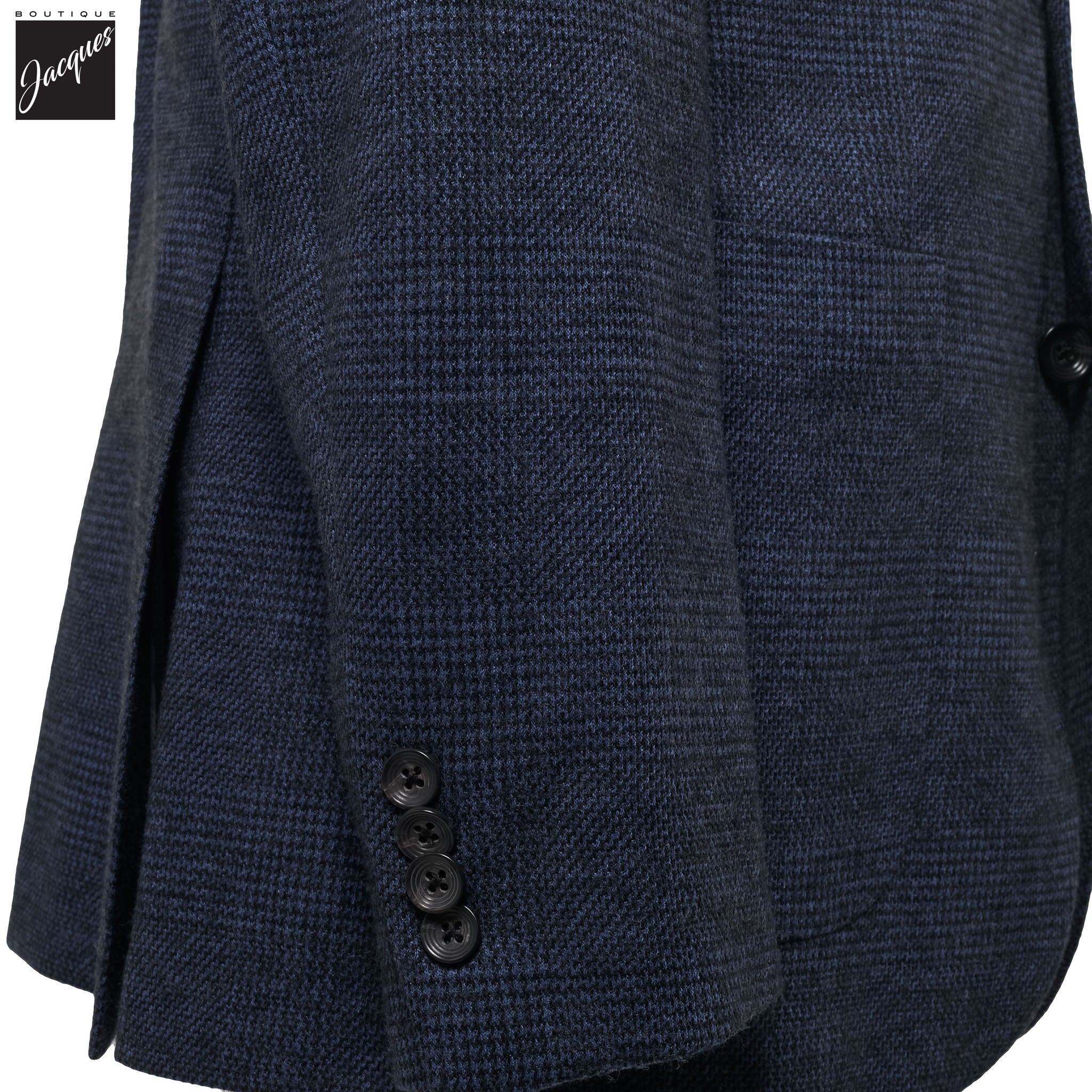 Navy Check Wool Stretch Hampton Contemporary Fit Jacket - Jack Victor