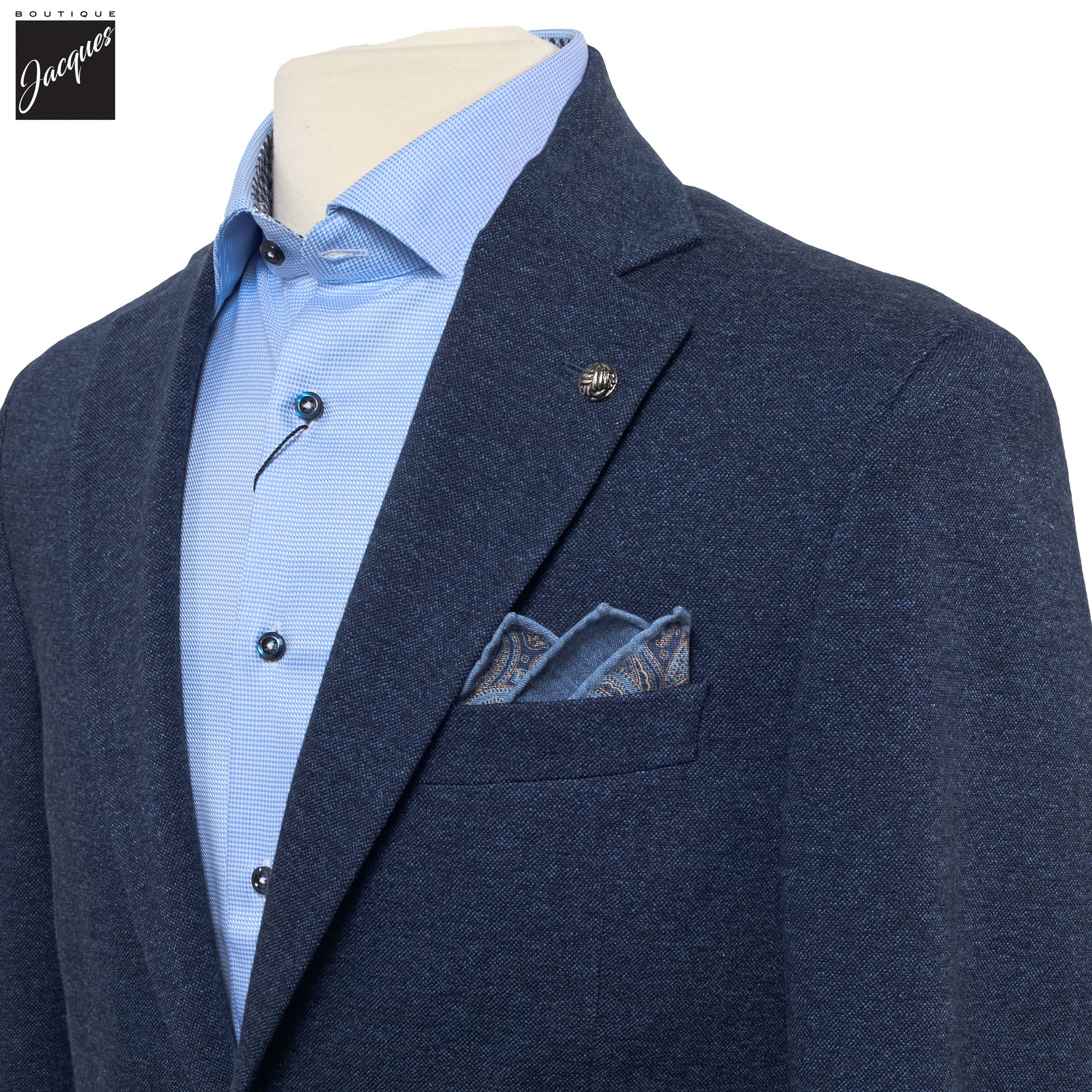 Blue Wool Stretch Hampton Contemporary Fit Jacket - Jack Victor
