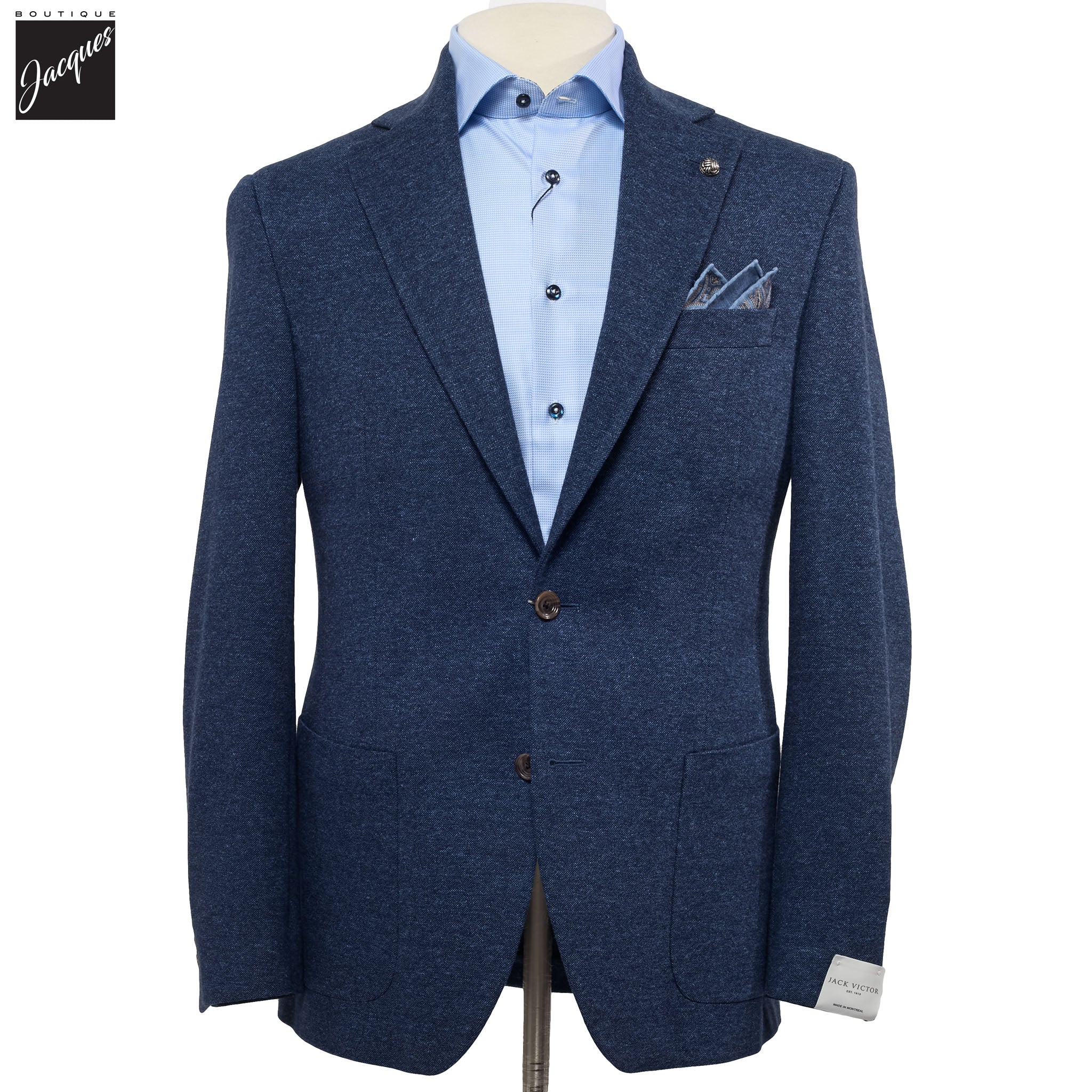 Blue Wool Stretch Hampton Contemporary Fit Jacket - Jack Victor