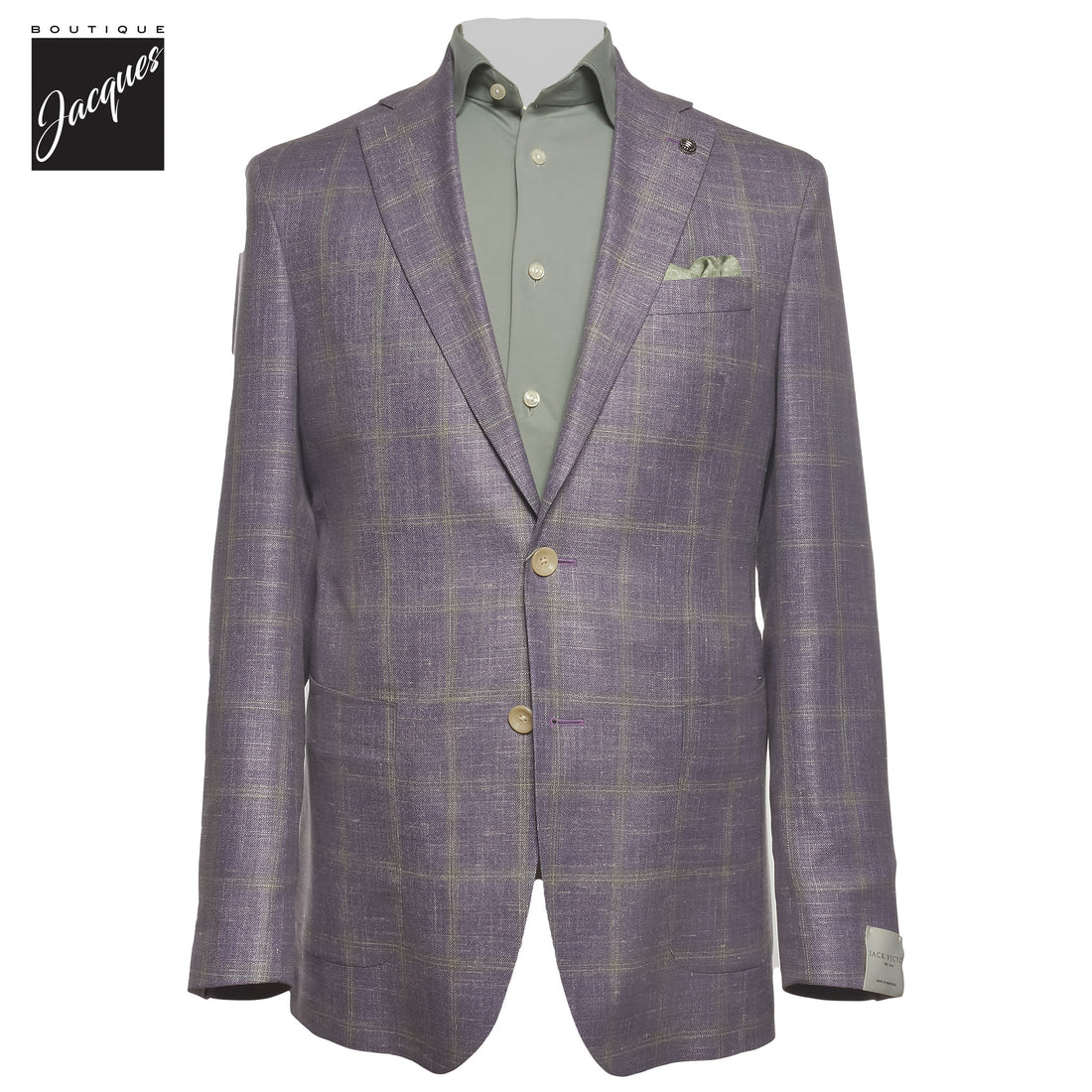Lavender Check Hampton Wool/Silk/Linen Contemporary Fit Sport Jacket - Jack Victor