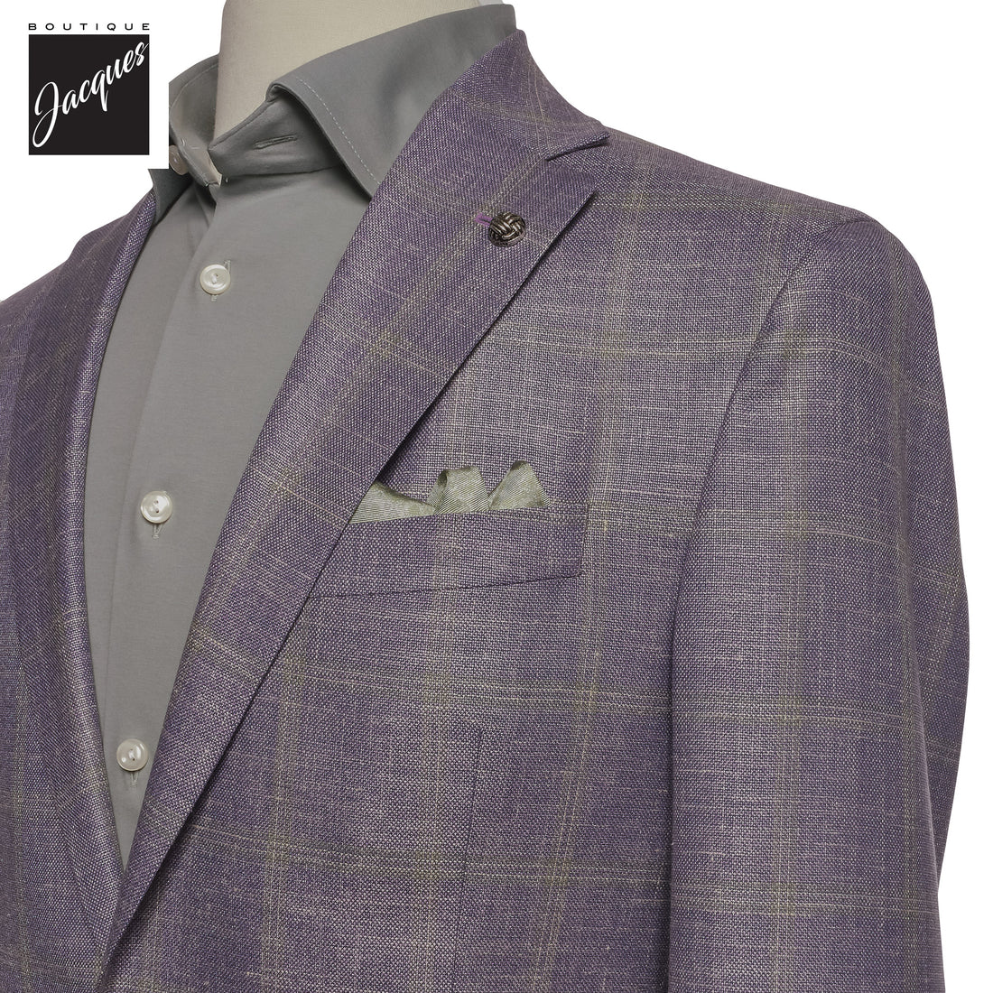 Lavender Check Hampton Wool/Silk/Linen Contemporary Fit Sport Jacket - Jack Victor