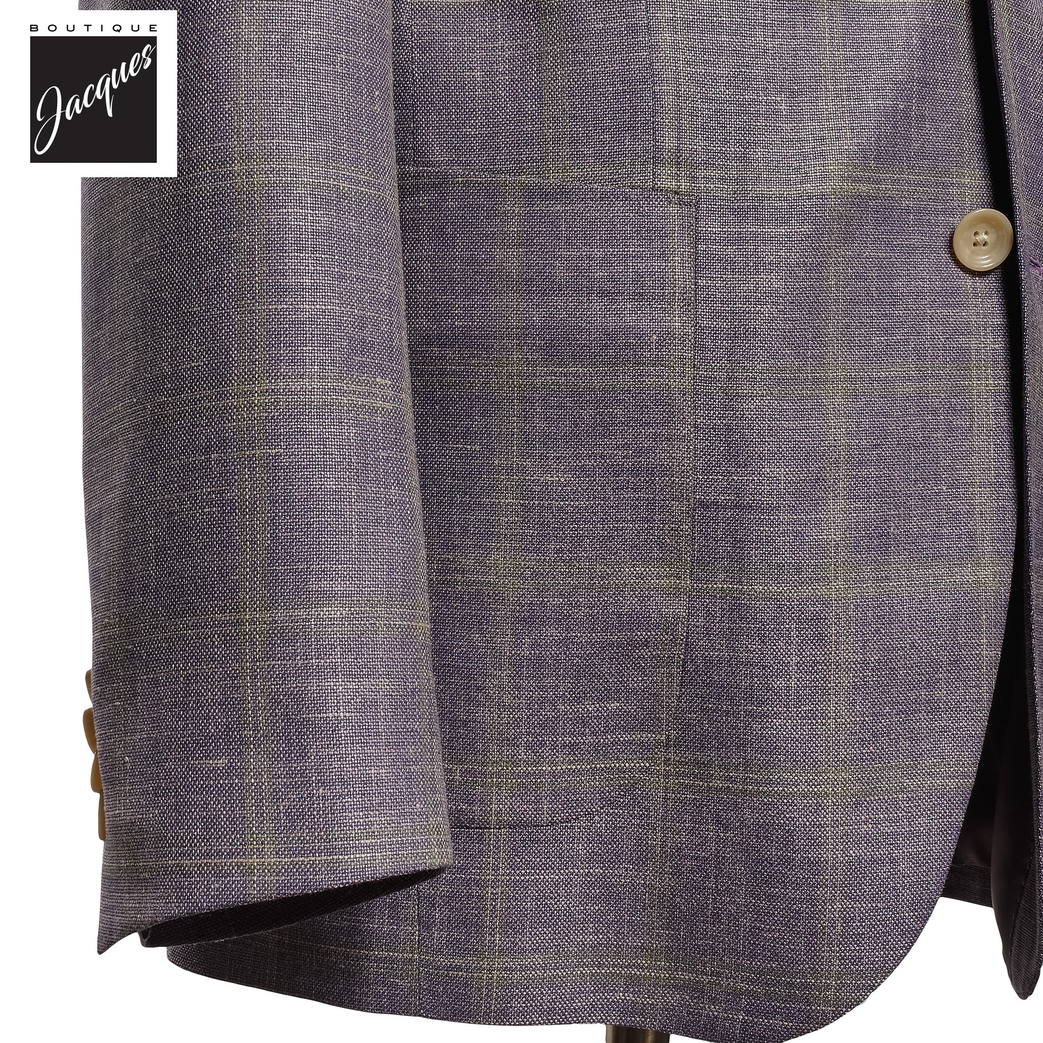 Lavender Check Hampton Wool/Silk/Linen Contemporary Fit Sport Jacket - Jack Victor