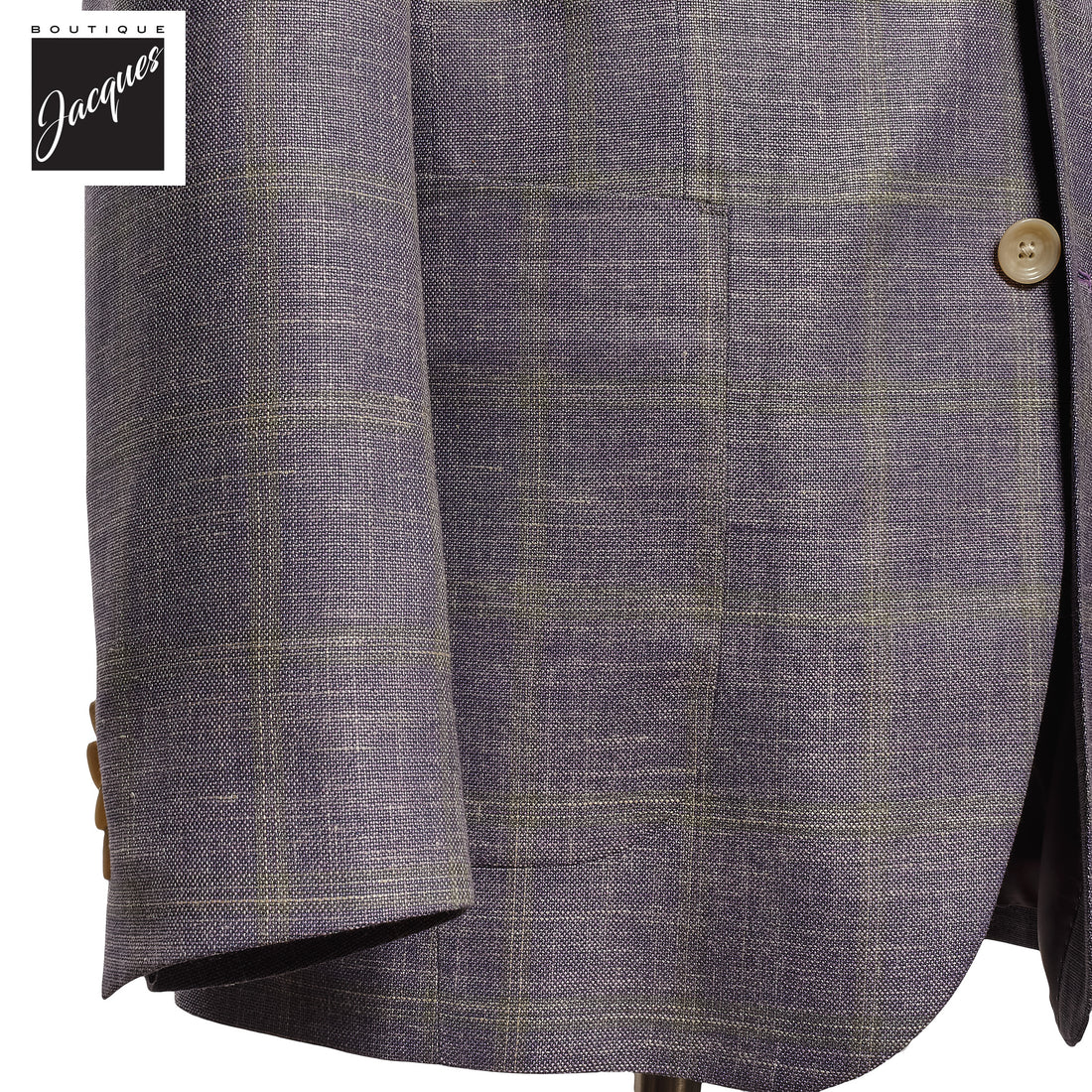Lavender Check Hampton Wool/Silk/Linen Contemporary Fit Sport Jacket - Jack Victor