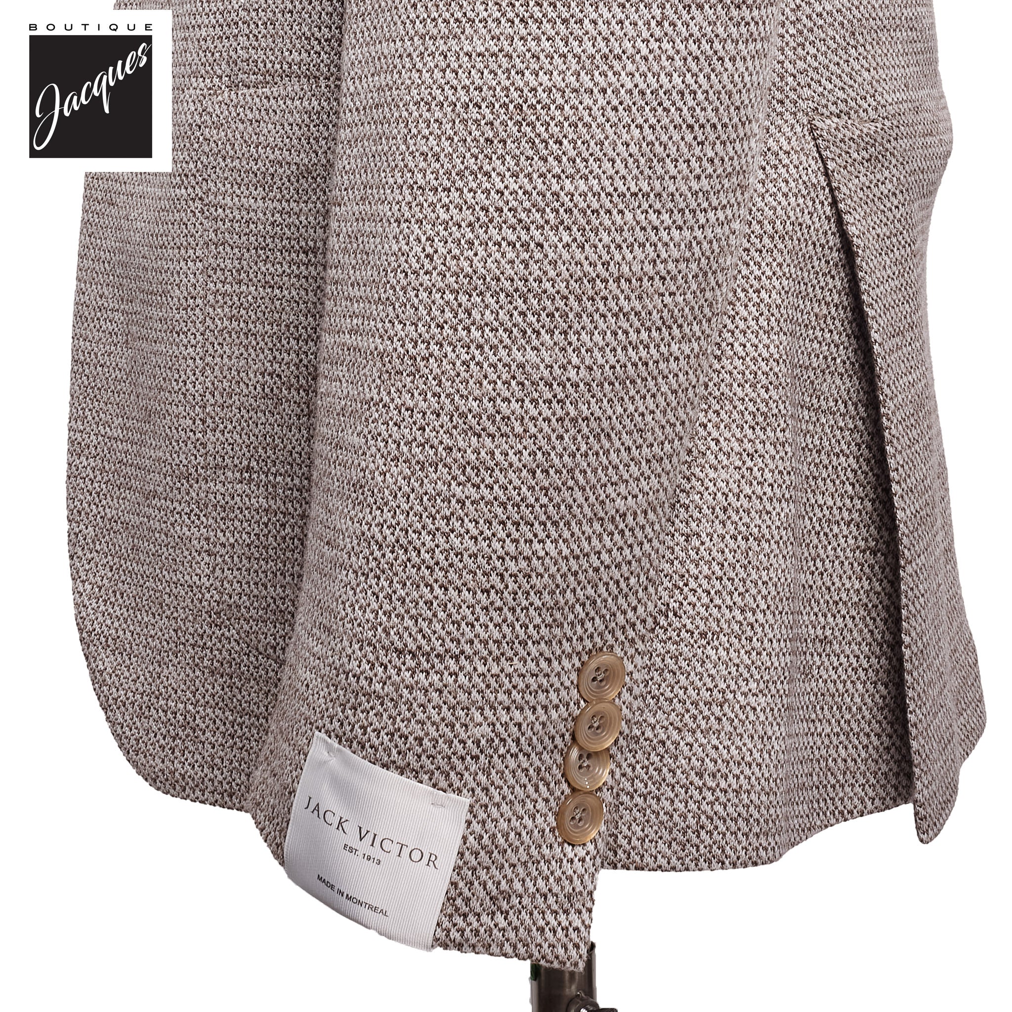Taupe Woven Knit Linen/Wool/Silk Hampton Contemporary Fit Sport Jacket - Jack Victor