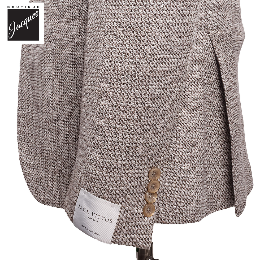 Taupe Woven Knit Linen/Wool/Silk Hampton Contemporary Fit Sport Jacket - Jack Victor