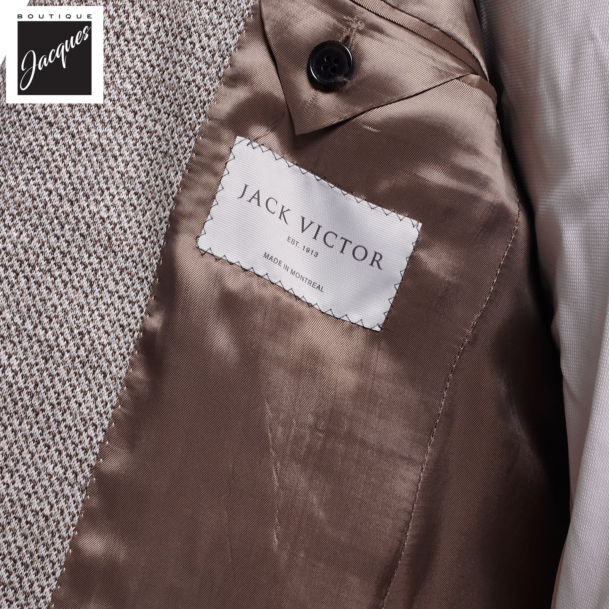 Taupe Woven Knit Linen/Wool/Silk Hampton Contemporary Fit Sport Jacket - Jack Victor