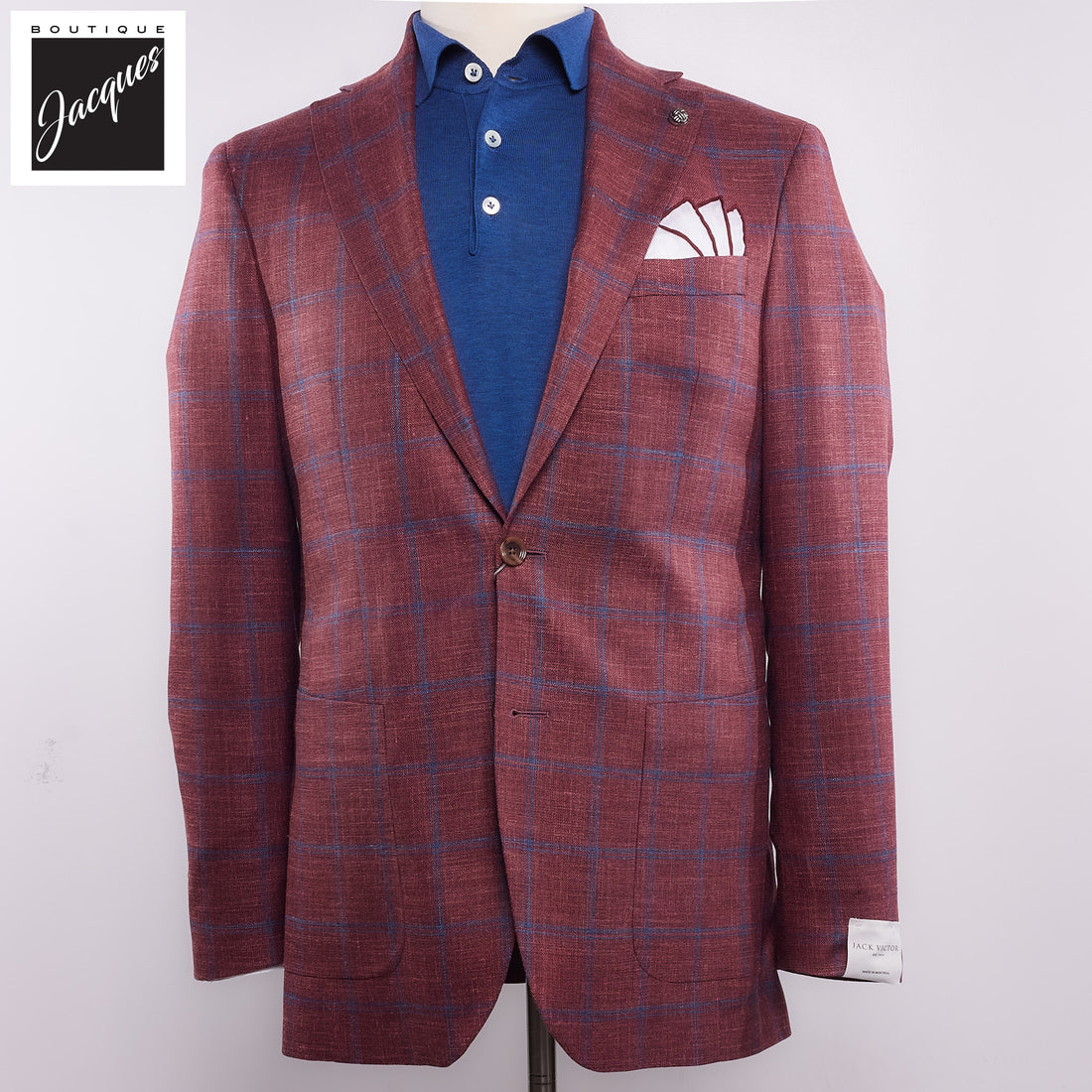 Bordeaux Windowpane Wool/Silk/Linen Knit Hampton Contemporary Fit Sport Jacket - Jack Victor
