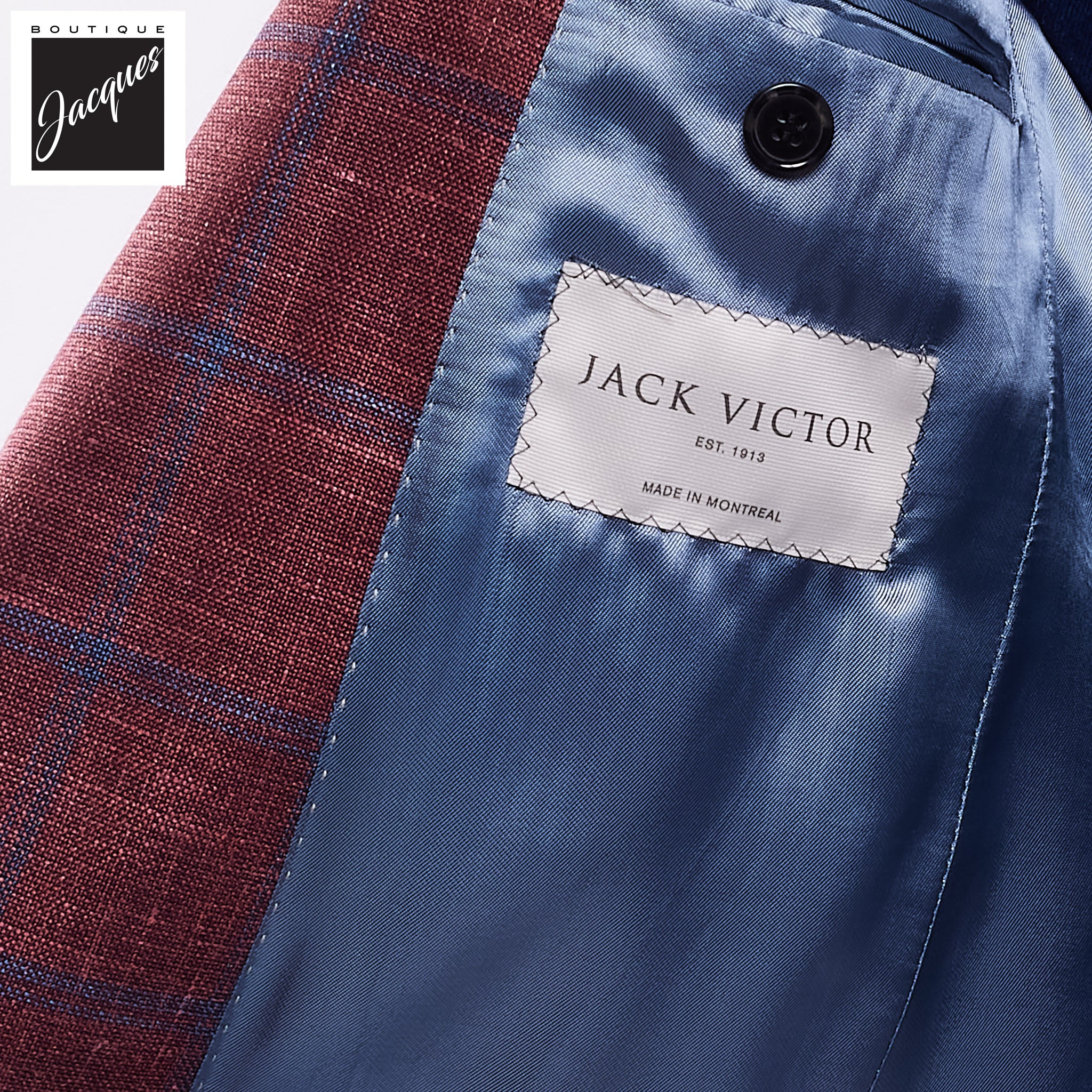 Bordeaux Windowpane Wool/Silk/Linen Knit Hampton Contemporary Fit Sport Jacket - Jack Victor