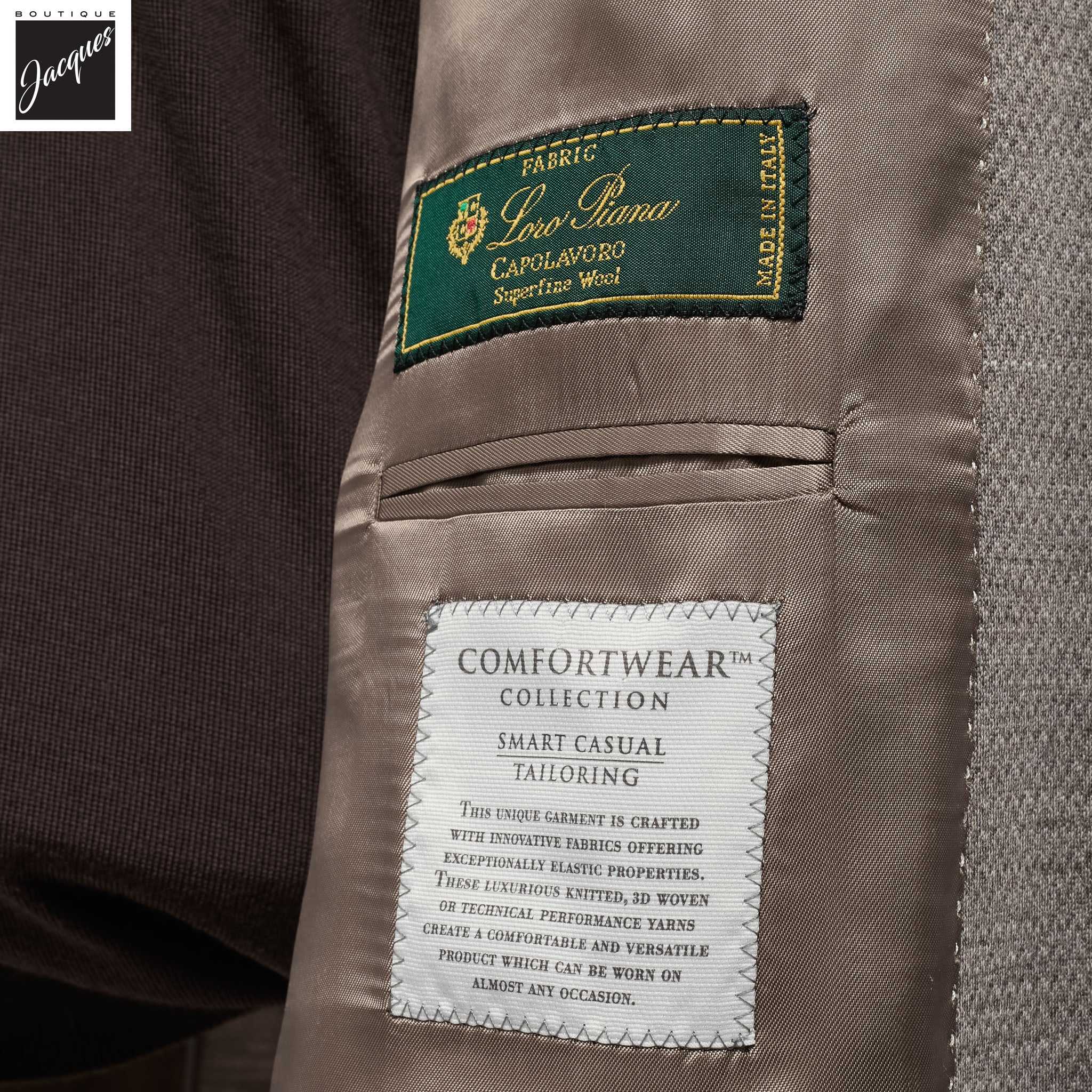 Beige Herringbone Hartford Contemporary Fit Unconstructed Sport Jacket - Jack Victor