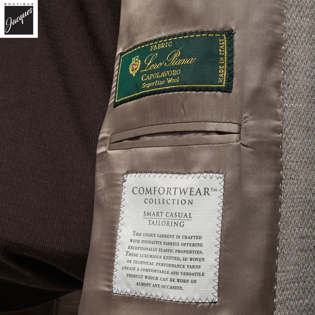 Beige Herringbone Hartford Contemporary Fit Unconstructed Sport Jacket - Jack Victor