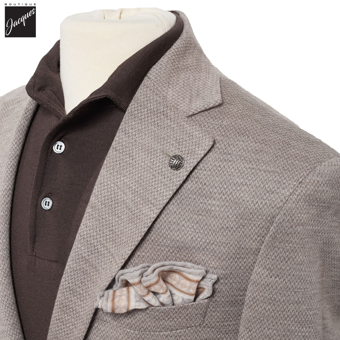 Beige Herringbone Hartford Contemporary Fit Unconstructed Sport Jacket - Jack Victor